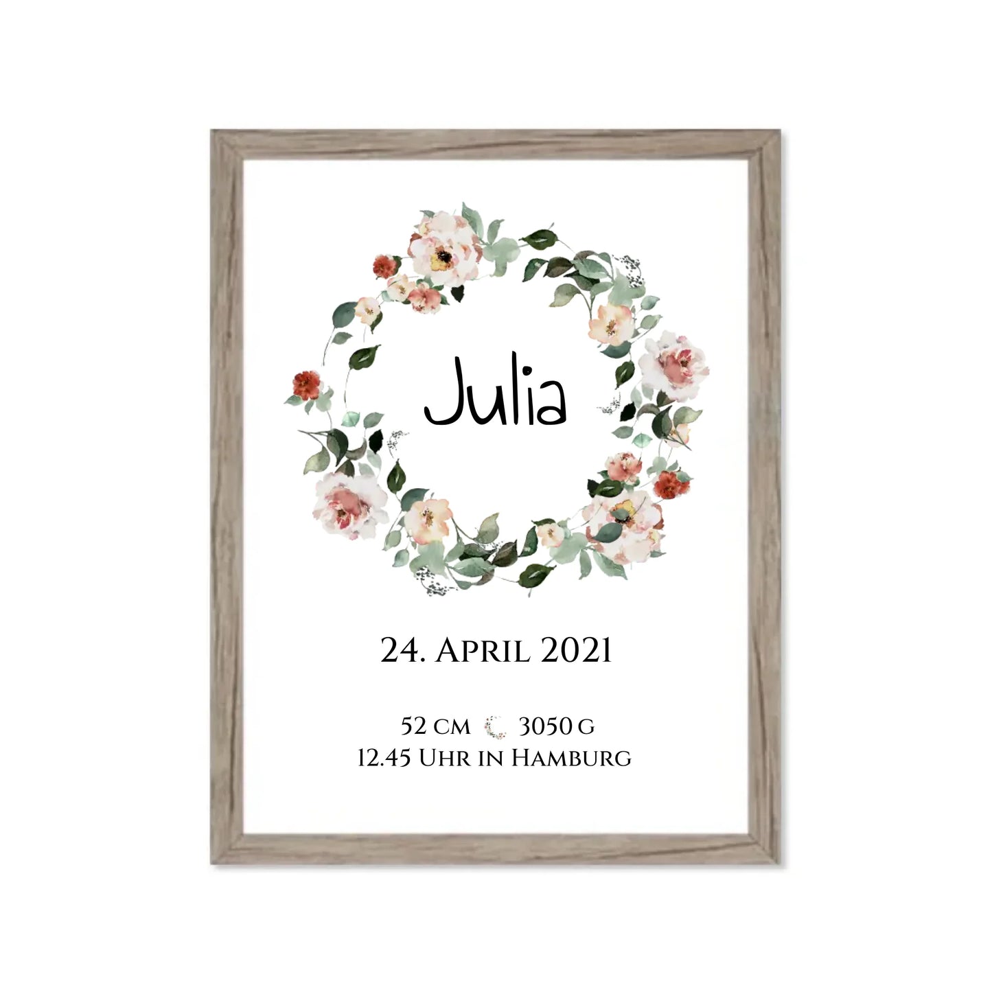 Personalisiertes Poster Geschenk zur Geburt und Taufe | Geburtsanzeige Waldtiere