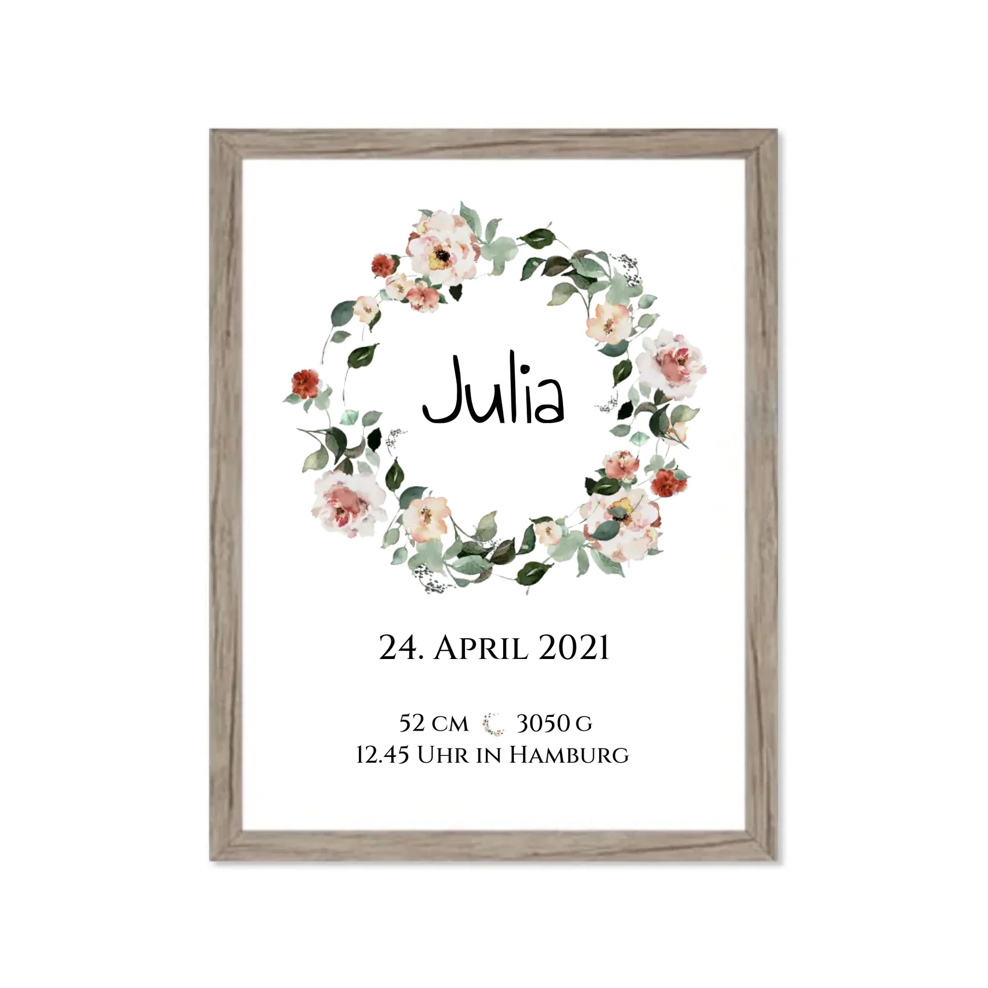 Personalisiertes Poster Geschenk zur Geburt und Taufe | Geburtsanzeige Waldtiere