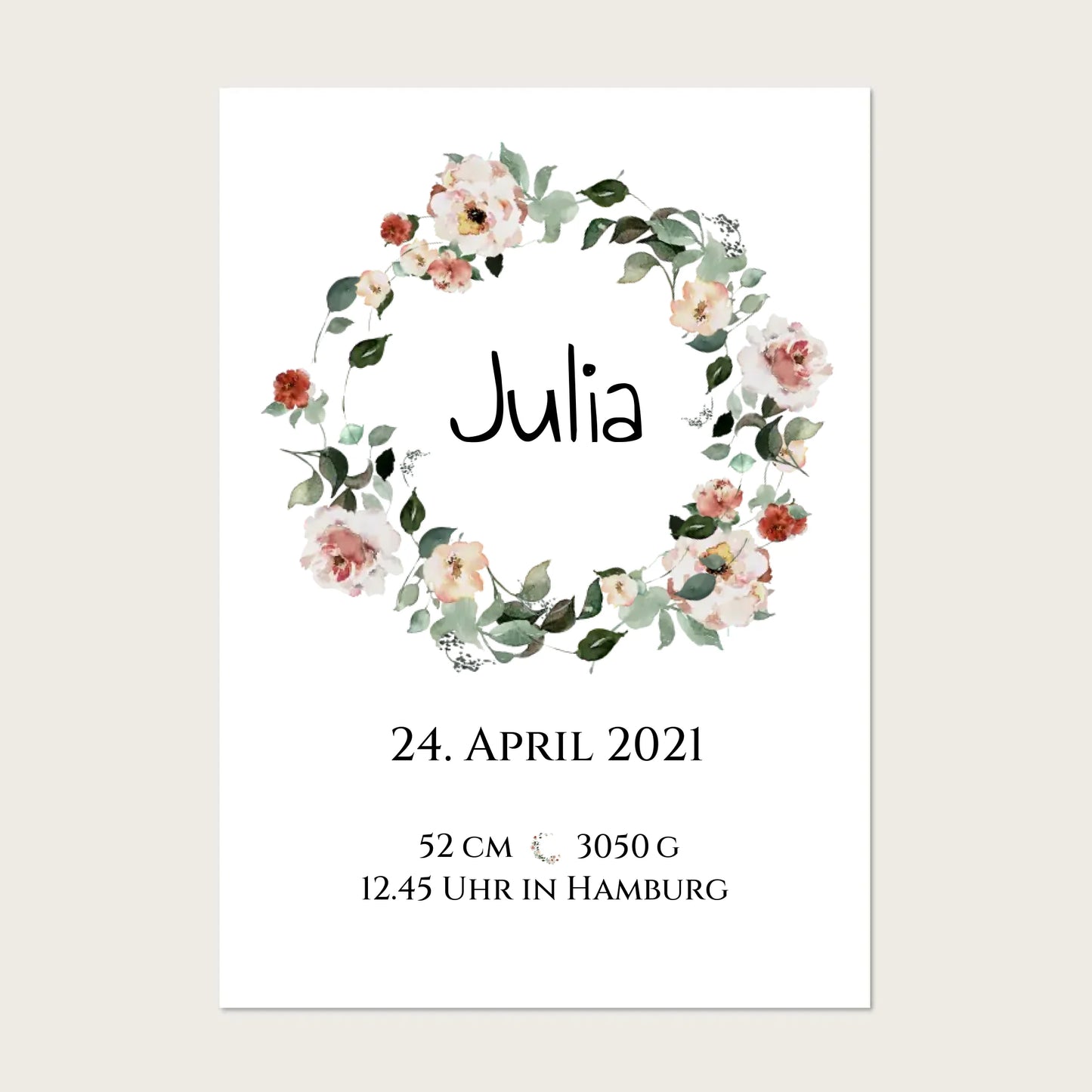 Personalisiertes Poster Geschenk zur Geburt und Taufe | Geburtsanzeige Waldtiere Posters Poster