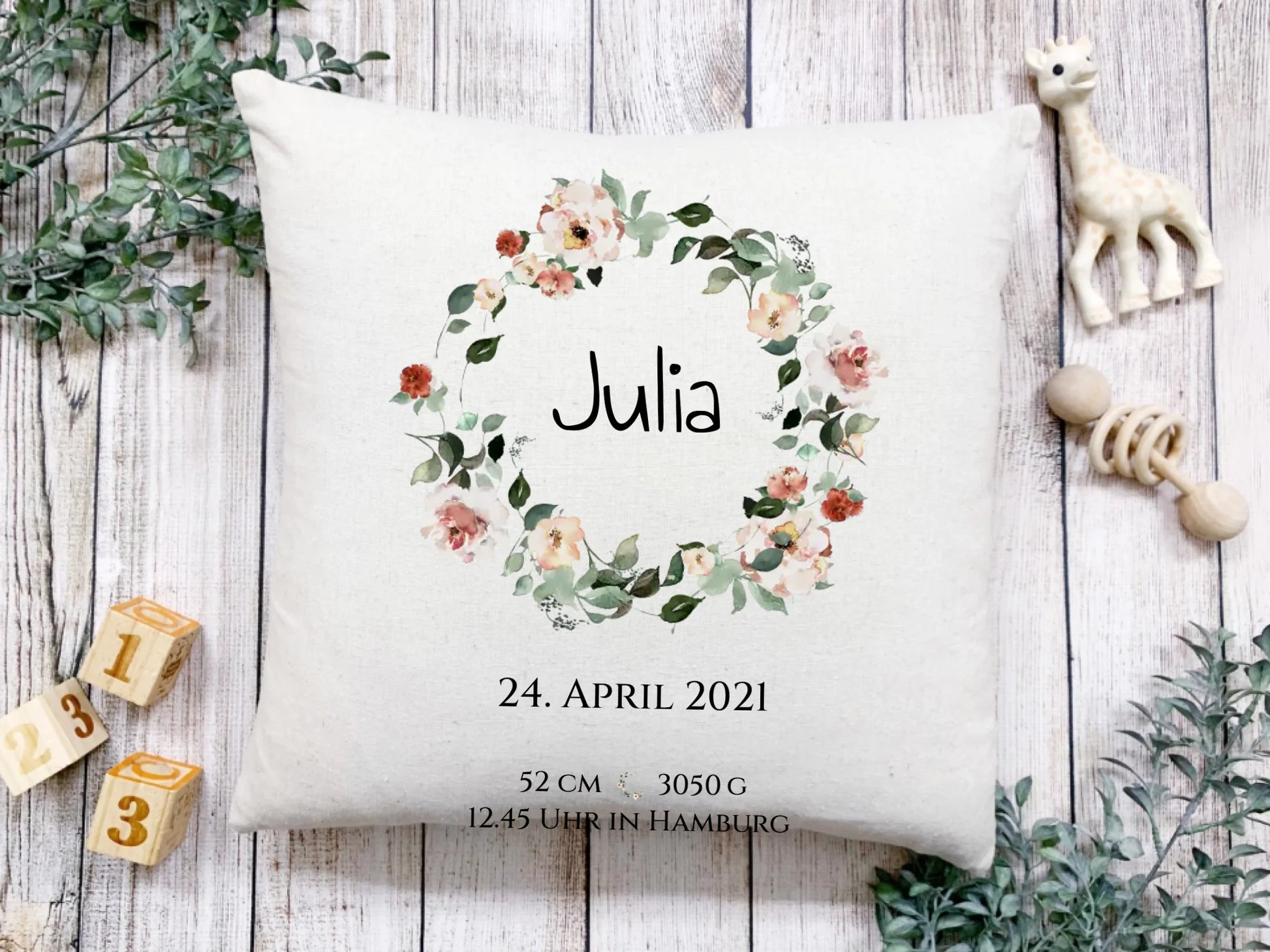 Personalisiertes Poster Geschenk zur Geburt und Taufe | Geburtsanzeige Waldtiere