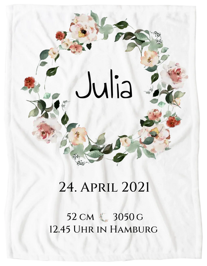 Personalisiertes Poster Geschenk zur Geburt und Taufe | Geburtsanzeige Waldtiere Blanket Premium Kuscheldecke 200 x 150 cm 60" x 80"