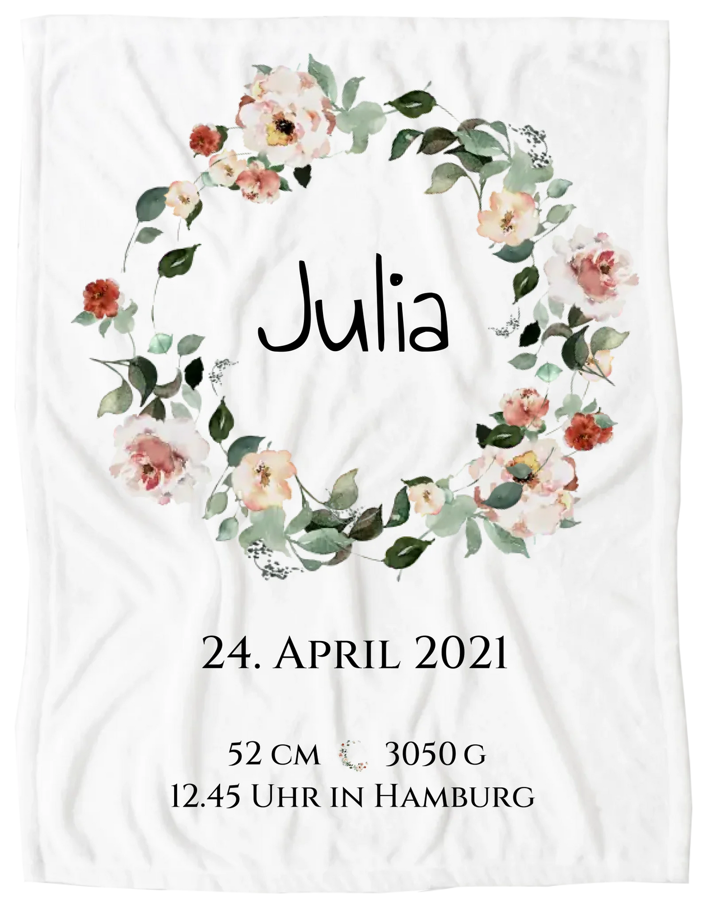 Personalisiertes Poster Geschenk zur Geburt und Taufe | Geburtsanzeige Waldtiere Blanket Premium Kuscheldecke 100 x 70 cm 27" x 40"