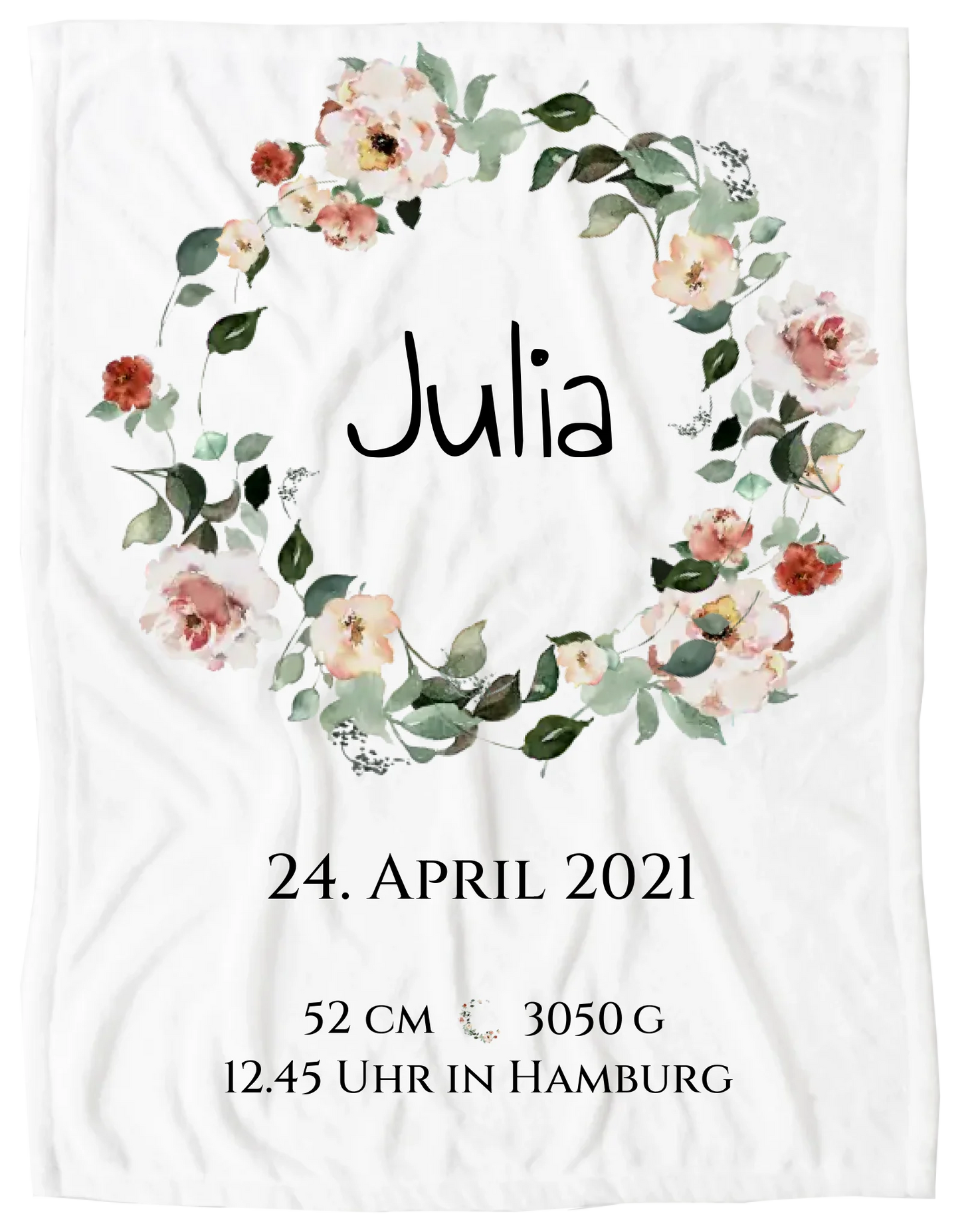 Personalisiertes Poster Geschenk zur Geburt und Taufe | Geburtsanzeige Waldtiere Blanket Premium Kuscheldecke 150 x 100 cm 40" x 60"