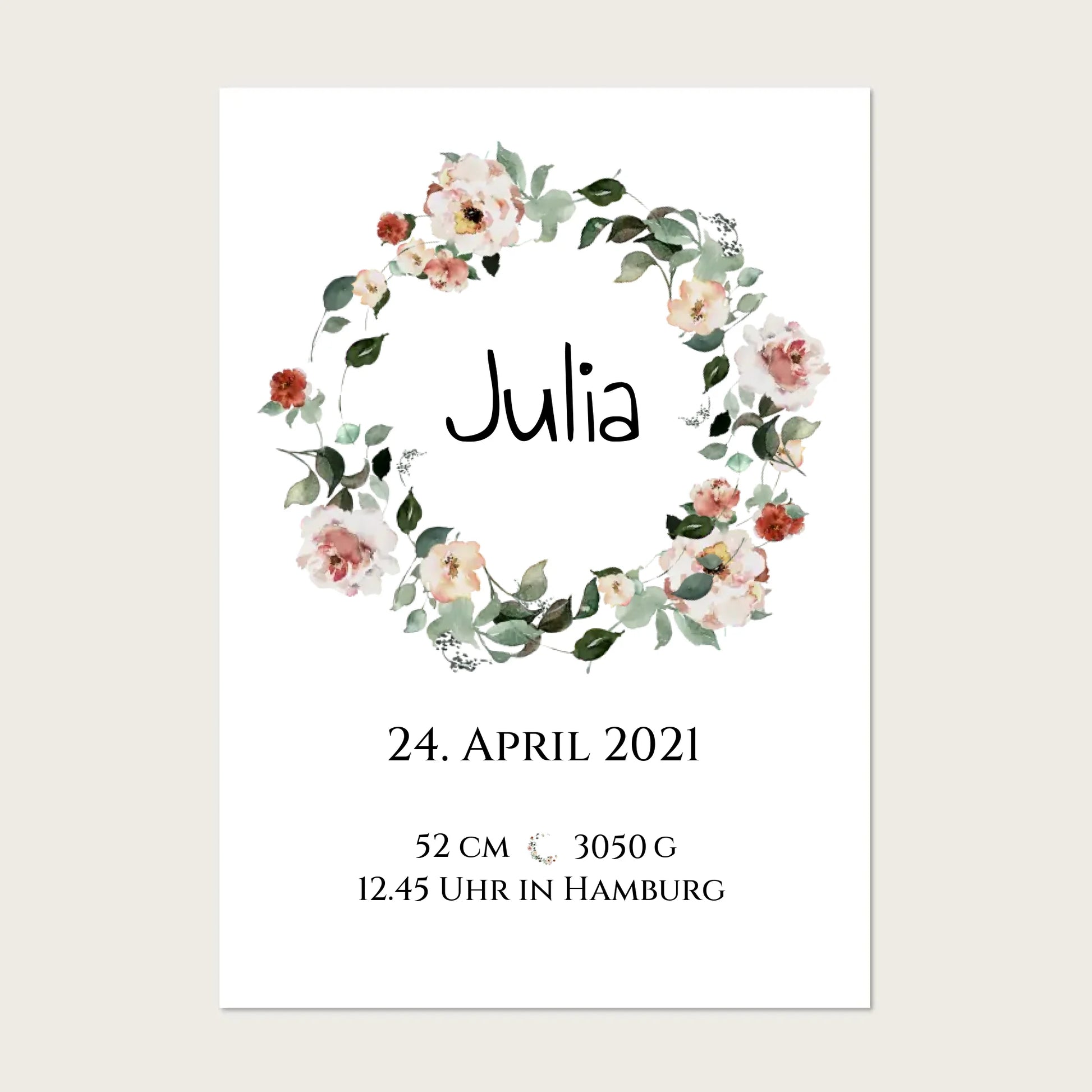 Personalisiertes Poster Geschenk zur Geburt und Taufe | Geburtsanzeige Waldtiere !!! Digitale Datei zum Selberdrucken - kein Poster !!! Digitale Datei zum Selberdrucken - kein Poster A4 A3 A2