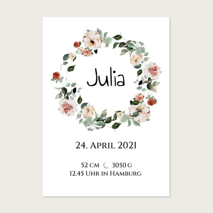 Personalisiertes Poster Geschenk zur Geburt und Taufe | Geburtsanzeige Waldtiere !!! Digitale Datei zum Selberdrucken - kein Poster !!! Digitale Datei zum Selberdrucken - kein Poster A4 A3 A2