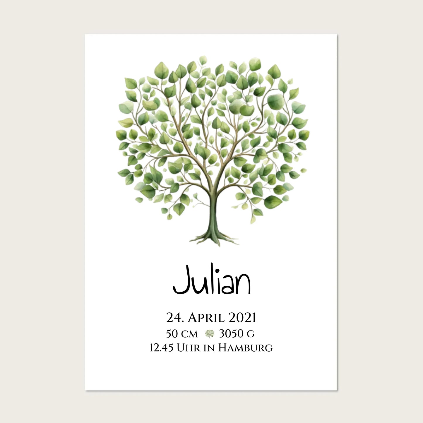 Personalisiertes Poster zur Geburt & Taufe mit Lebensbaum - Geschenkidee Posters Poster