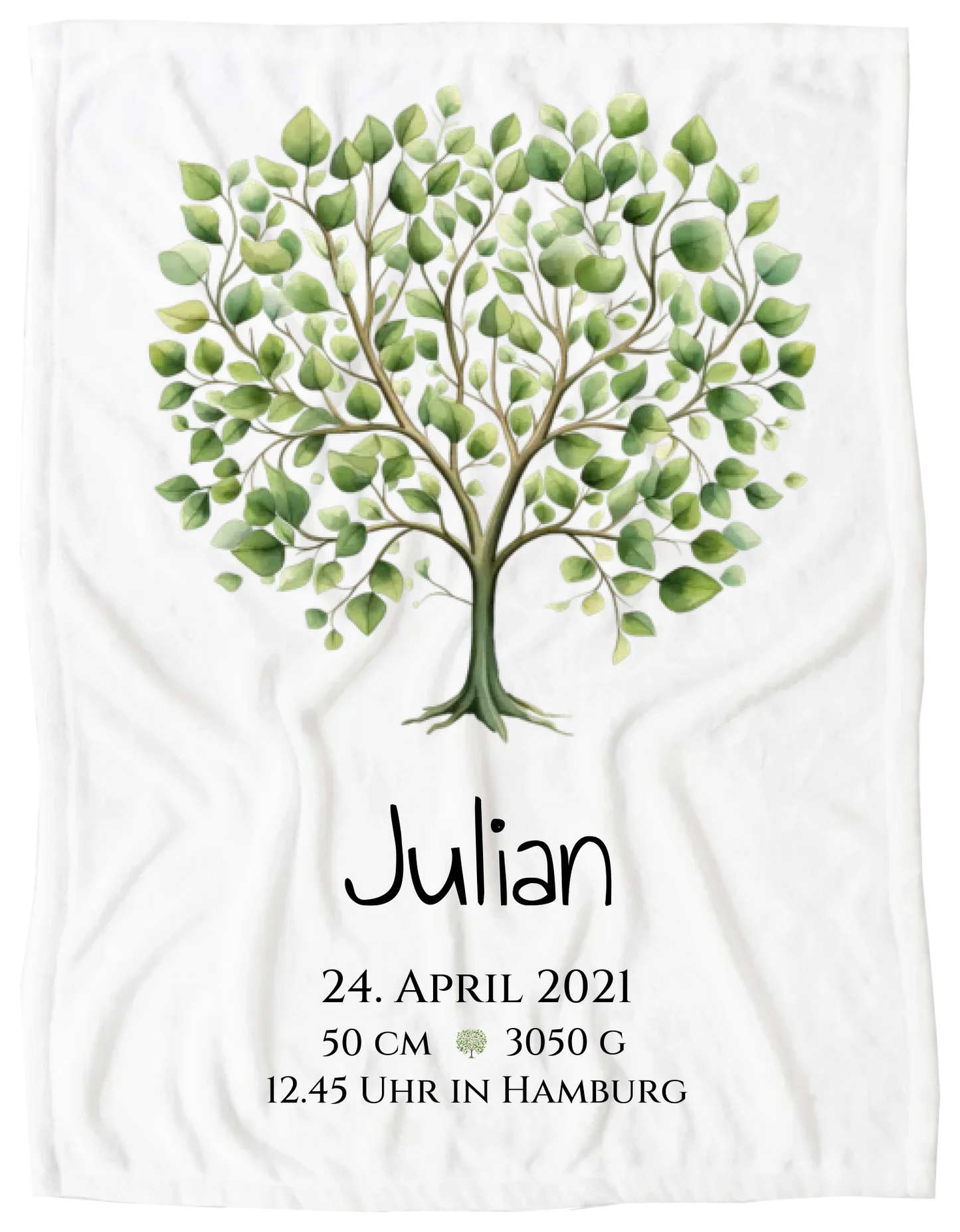 Personalisiertes Poster zur Geburt & Taufe mit Lebensbaum - Geschenkidee Blanket Premium Kuscheldecke 100 x 70 cm 27" x 40"