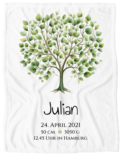 Personalisiertes Poster zur Geburt & Taufe mit Lebensbaum - Geschenkidee Blanket Premium Kuscheldecke 100 x 70 cm 27" x 40"