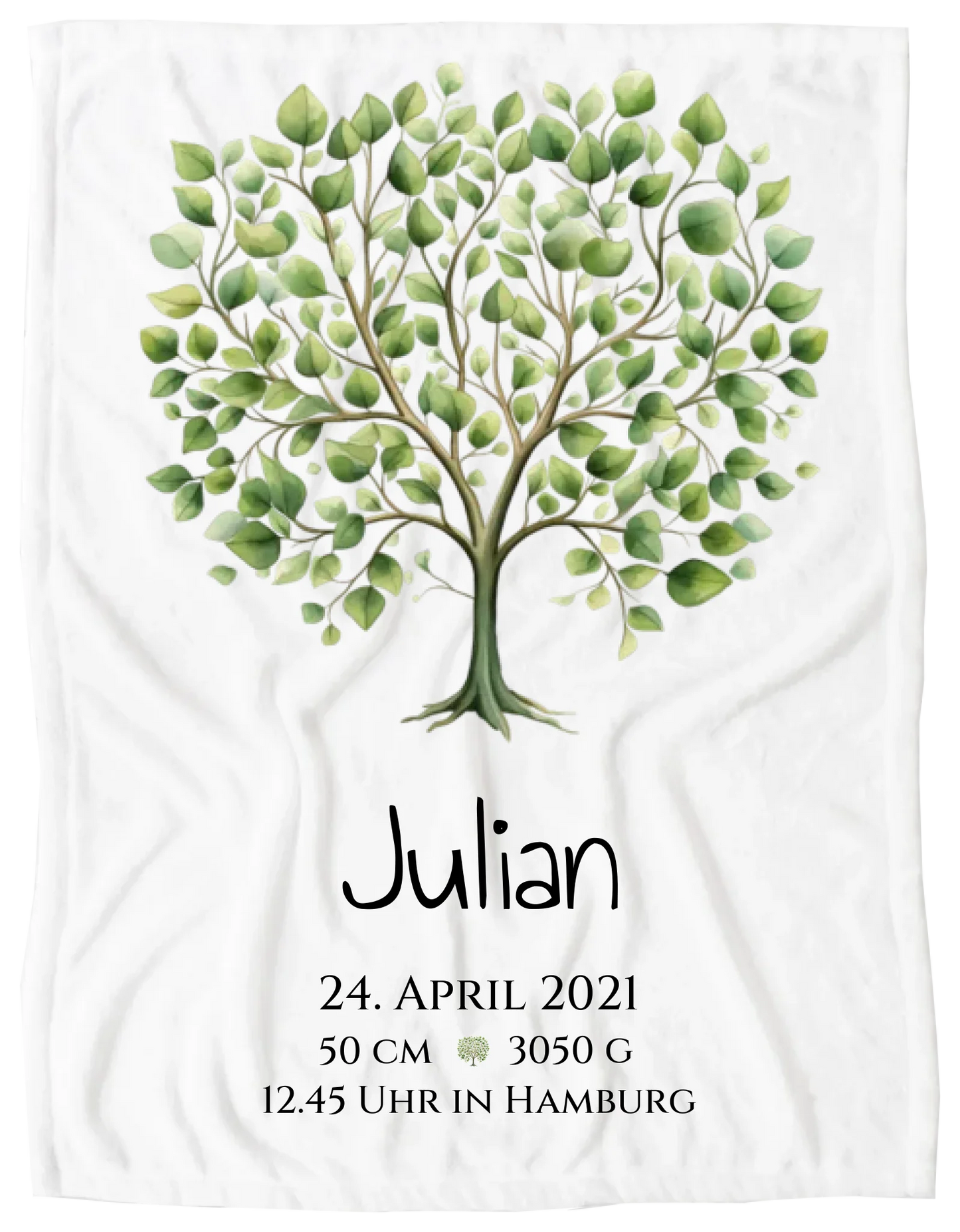 Personalisiertes Poster zur Geburt & Taufe mit Lebensbaum - Geschenkidee Blanket Premium Kuscheldecke 150 x 100 cm 40" x 60"