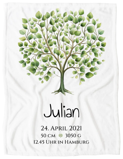 Personalisiertes Poster zur Geburt & Taufe mit Lebensbaum - Geschenkidee Blanket Premium Kuscheldecke 150 x 100 cm 40" x 60"