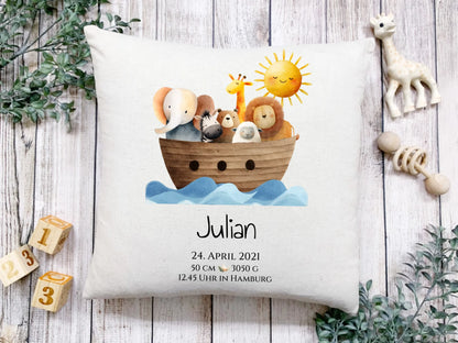 Personalisiertes Poster zur Geburt & Taufe mit Arche Noah Geburtdaten oder Taufdaten - Geschenkidee