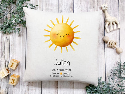 Personalisiertes Poster zur Geburt & Taufe mit Sonne Geburtdaten oder Taufdaten - Geschenkidee