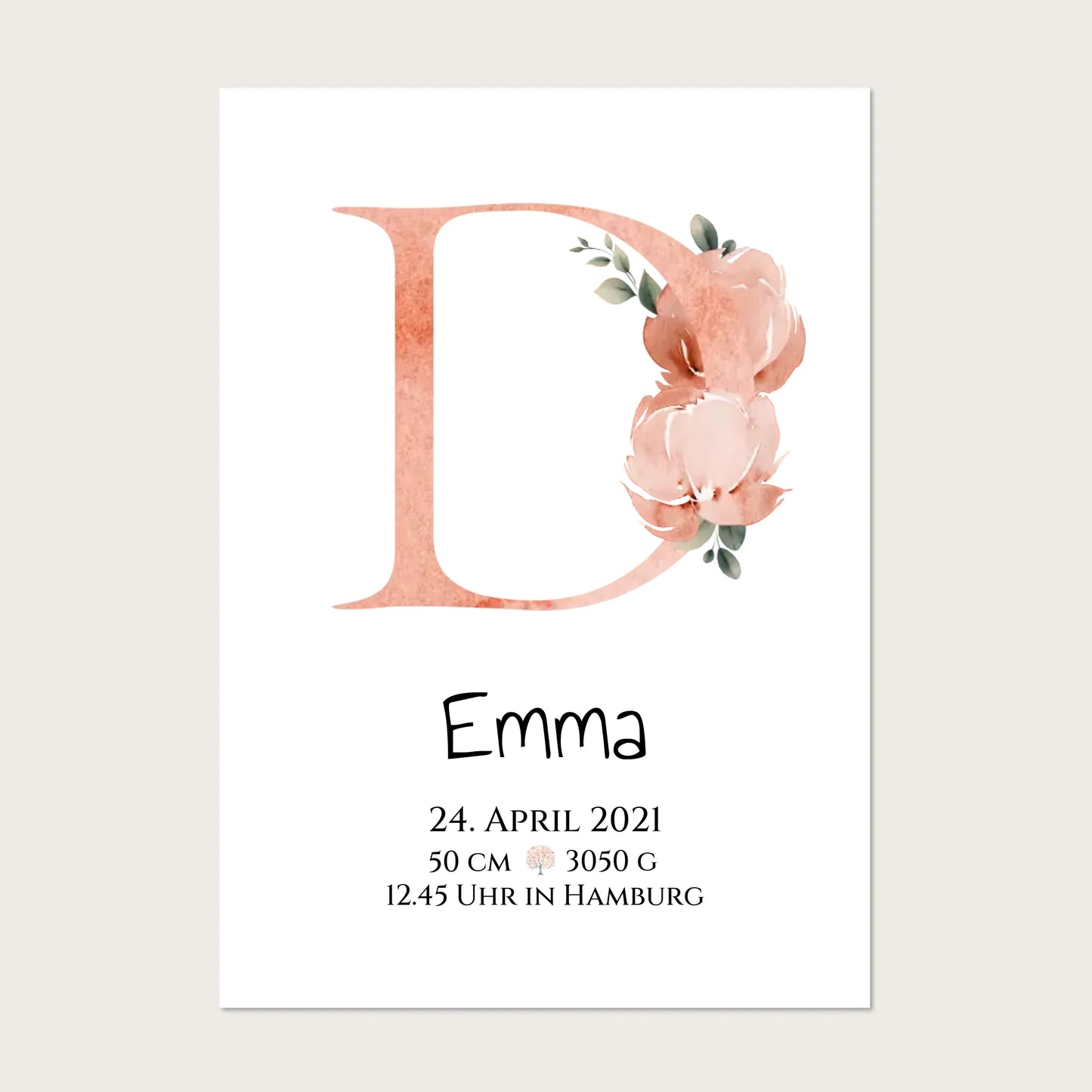 Personalisiertes Poster zur Geburt & Taufe mit Monogramm Buchstabe, Geburtdaten oder Taufdaten - Geschenkidee Posters Poster