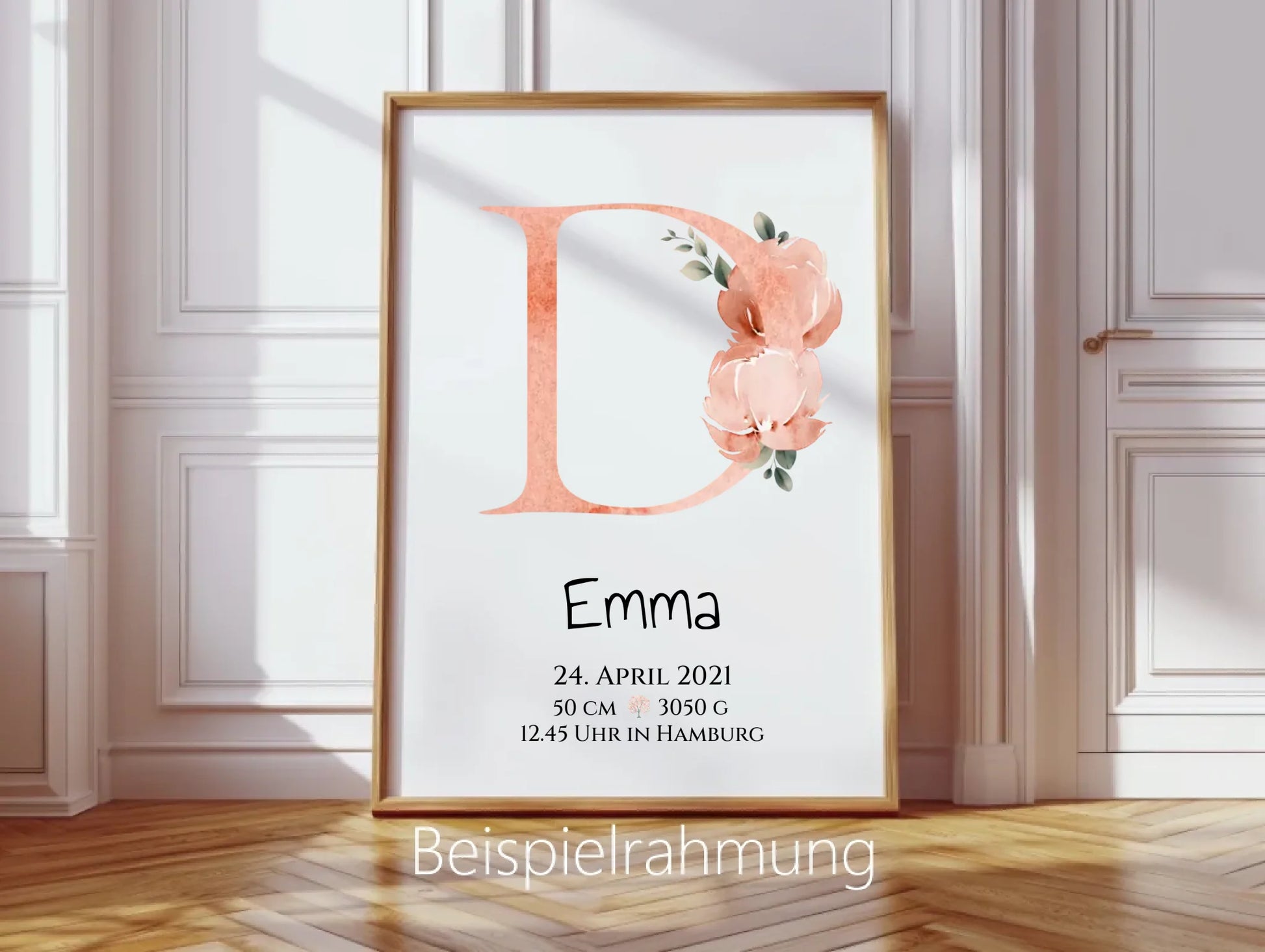 Personalisiertes Poster zur Geburt & Taufe mit Monogramm Buchstabe, Geburtdaten oder Taufdaten - Geschenkidee