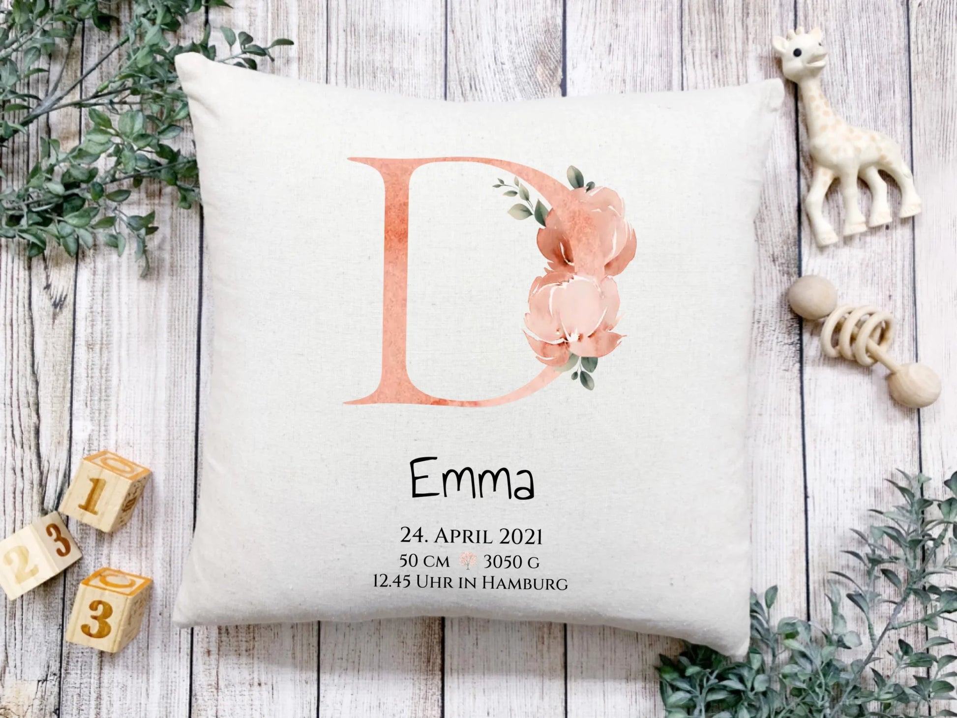 Personalisiertes Poster zur Geburt & Taufe mit Monogramm Buchstabe, Geburtdaten oder Taufdaten - Geschenkidee