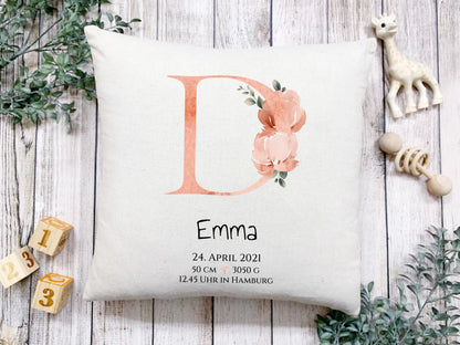 Personalisiertes Poster zur Geburt & Taufe mit Monogramm Buchstabe, Geburtdaten oder Taufdaten - Geschenkidee