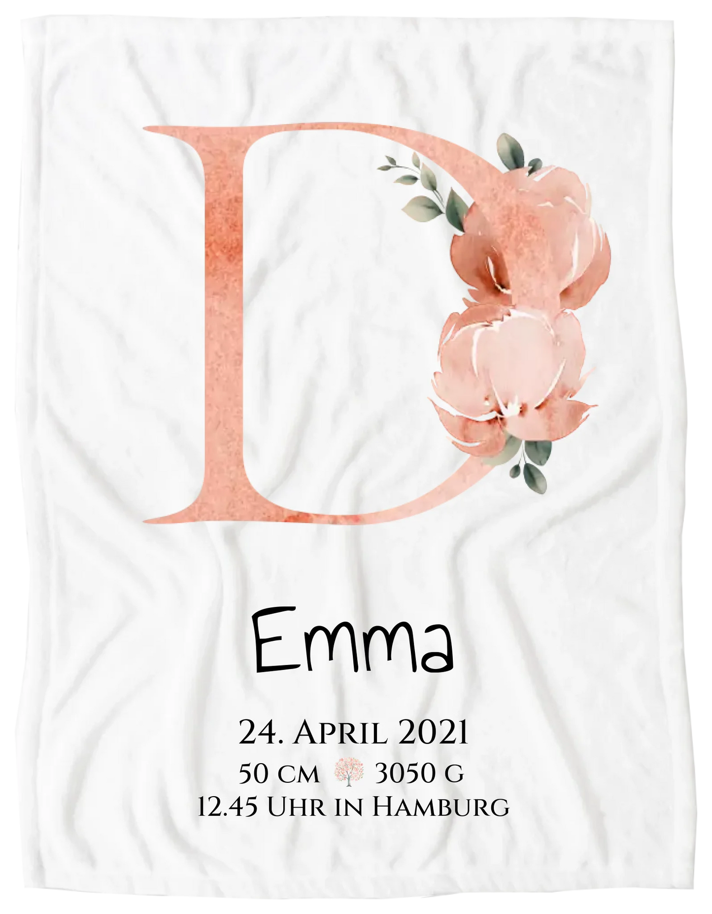 Personalisiertes Poster zur Geburt & Taufe mit Monogramm Buchstabe, Geburtdaten oder Taufdaten - Geschenkidee Blanket Premium Kuscheldecke 100 x 70 cm 27" x 40"