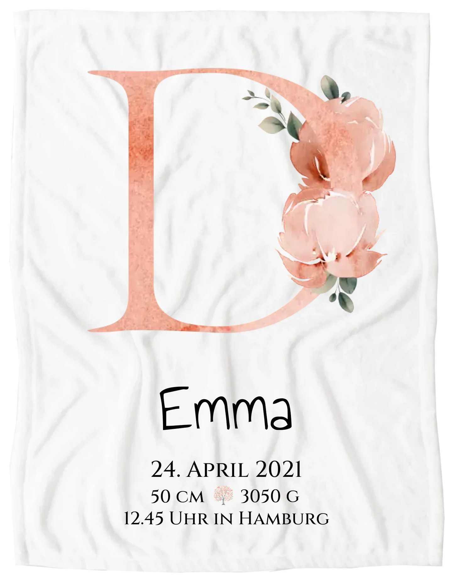 Personalisiertes Poster zur Geburt & Taufe mit Monogramm Buchstabe, Geburtdaten oder Taufdaten - Geschenkidee Blanket Premium Kuscheldecke 150 x 100 cm 40" x 60"