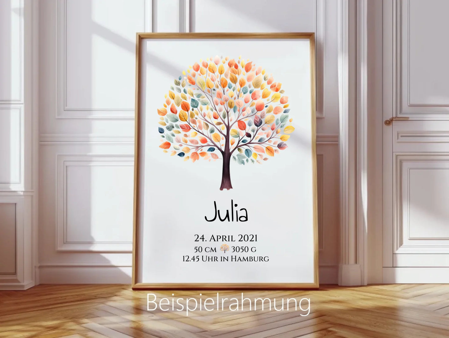 Personalisiertes Poster zur Geburt & Taufe mit Lebensbaum Geburtdaten oder Taufdaten - Geschenkidee