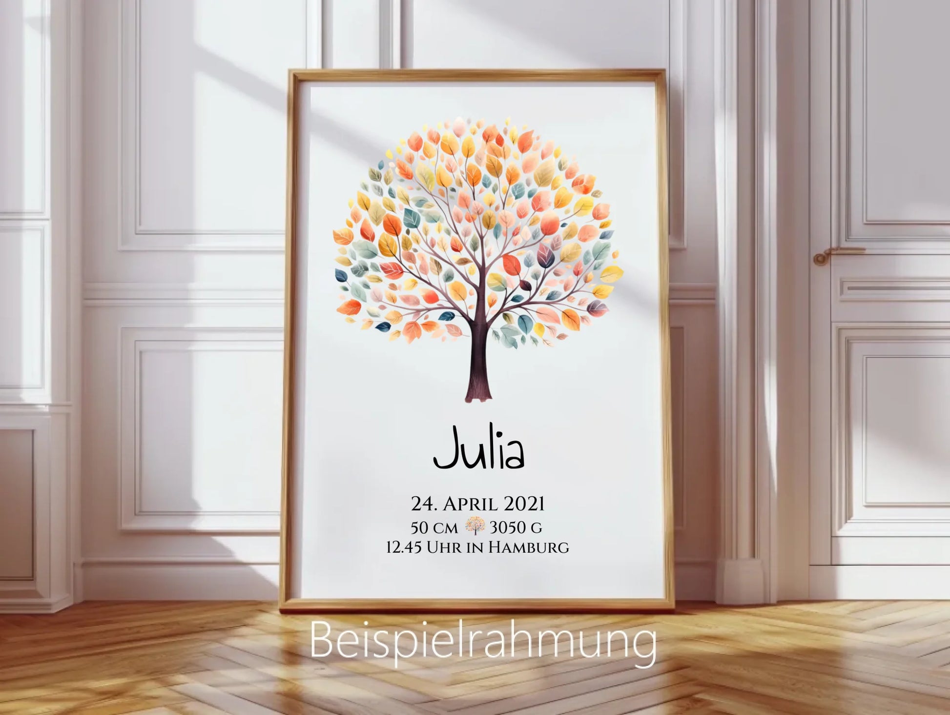 Personalisiertes Poster zur Geburt & Taufe mit Lebensbaum Geburtdaten oder Taufdaten - Geschenkidee