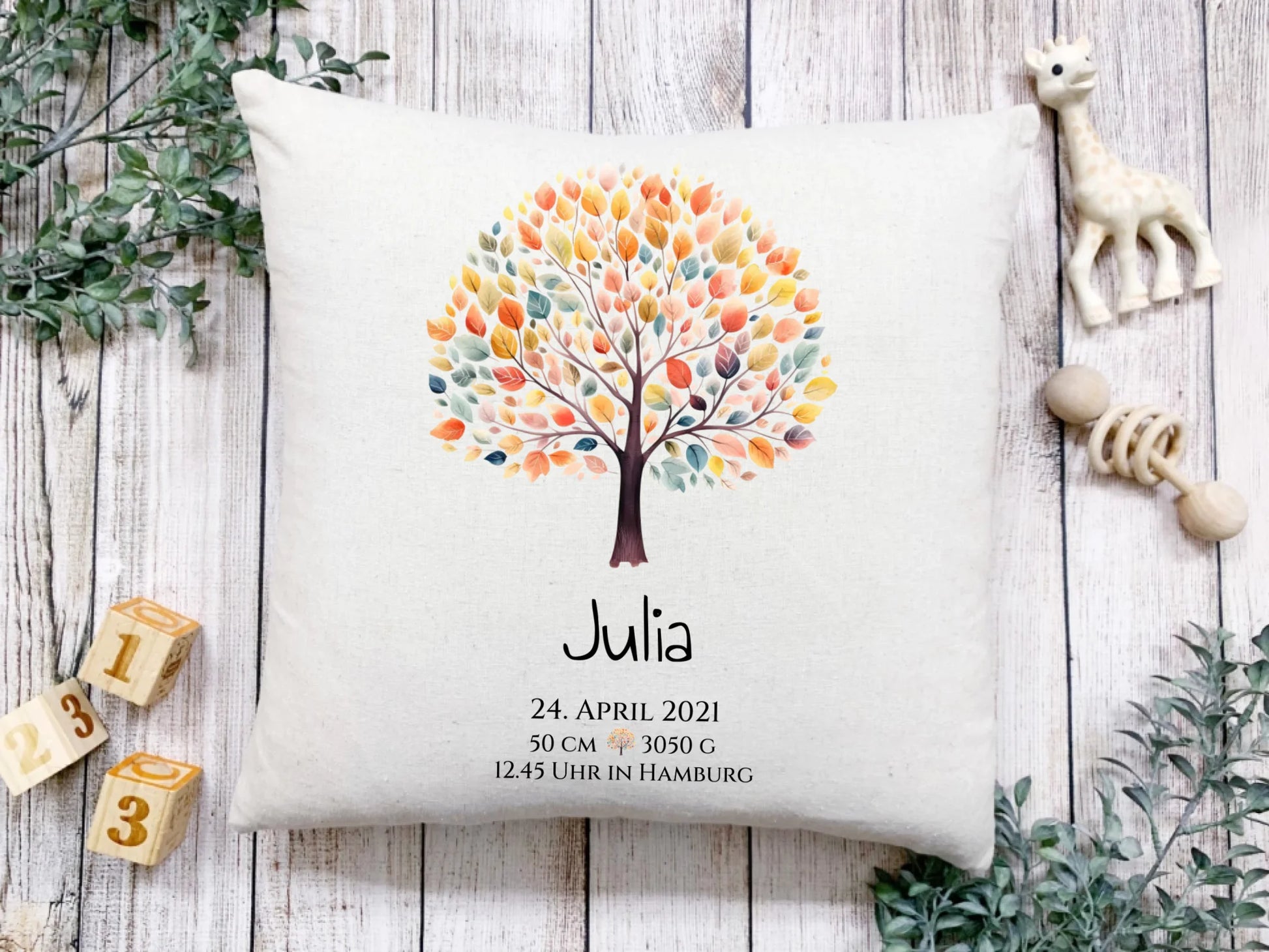 Personalisiertes Poster zur Geburt & Taufe mit Lebensbaum Geburtdaten oder Taufdaten - Geschenkidee