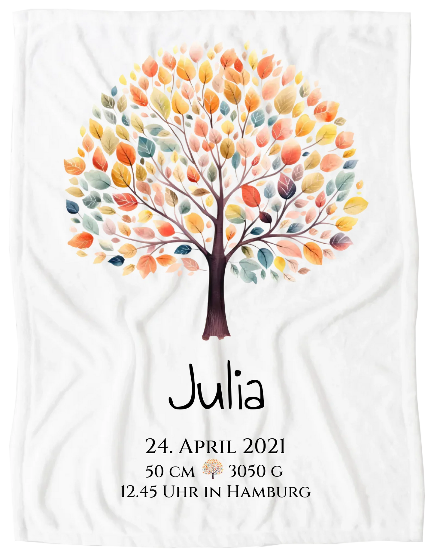 Personalisiertes Poster zur Geburt & Taufe mit Lebensbaum Geburtdaten oder Taufdaten - Geschenkidee Blanket Premium Kuscheldecke 100 x 70 cm 27" x 40"