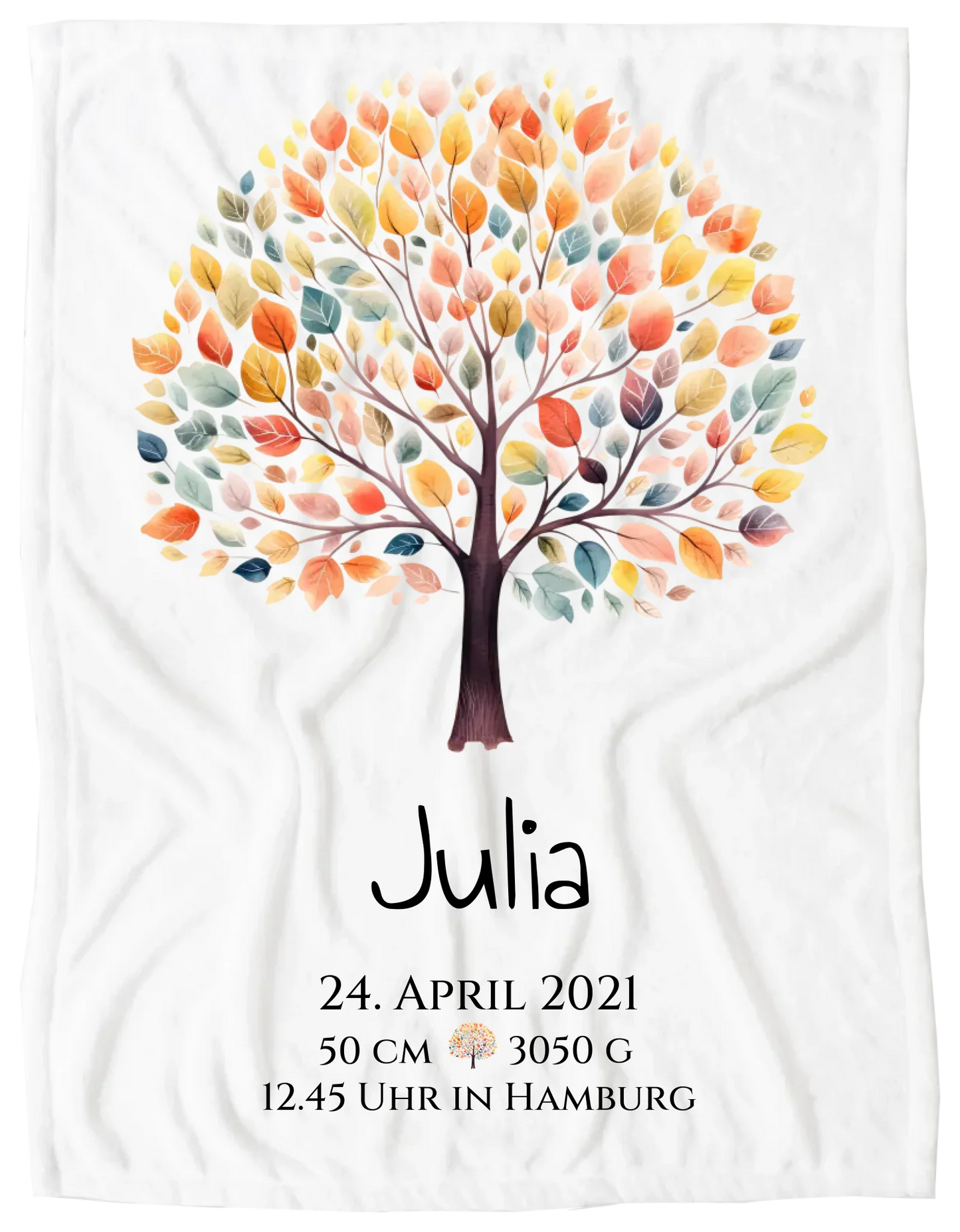 Personalisiertes Poster zur Geburt & Taufe mit Lebensbaum Geburtdaten oder Taufdaten - Geschenkidee Blanket Premium Kuscheldecke 150 x 100 cm 40" x 60"