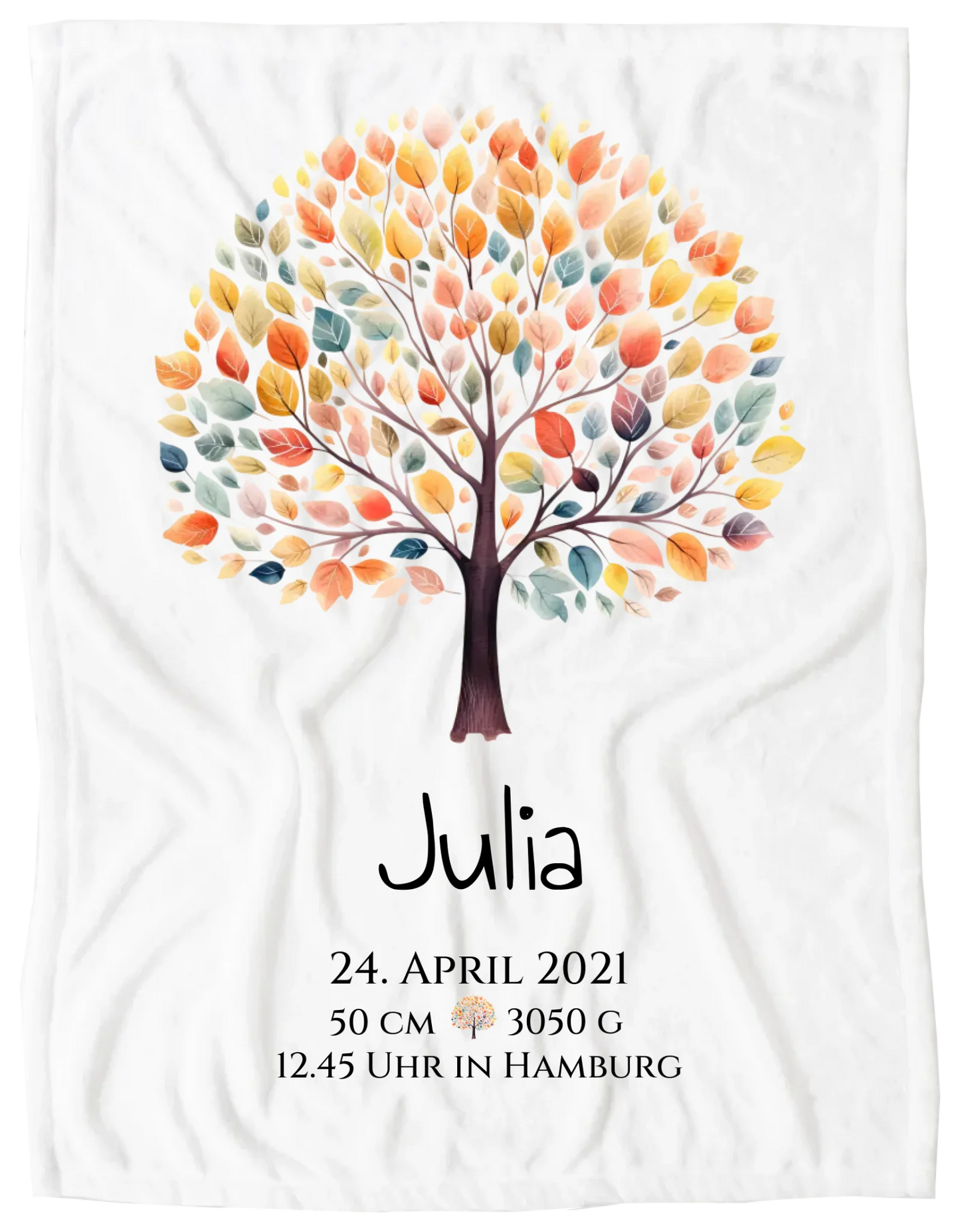 Personalisiertes Poster zur Geburt & Taufe mit Lebensbaum Geburtdaten oder Taufdaten - Geschenkidee Blanket Premium Kuscheldecke 200 x 150 cm 60" x 80"