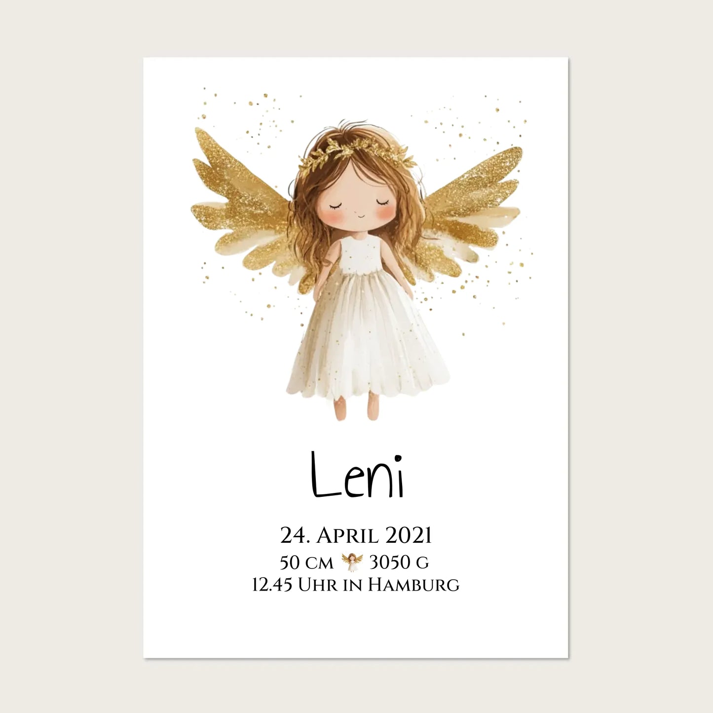 Personalisiertes Babygeschenk zur Geburt & Taufe mit Schutzengel, Geburtdaten oder Taufdaten - Geschenkidee Posters Poster