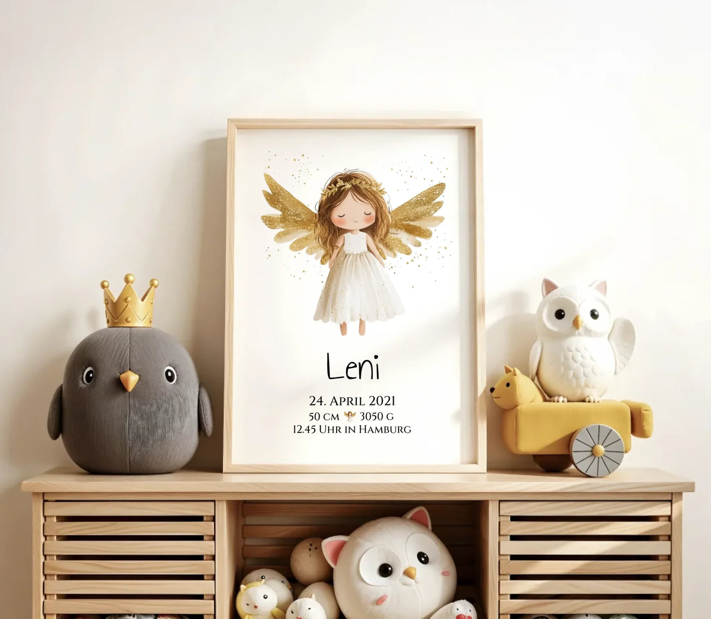 Personalisiertes Babygeschenk zur Geburt & Taufe mit Schutzengel, Geburtdaten oder Taufdaten - Geschenkidee