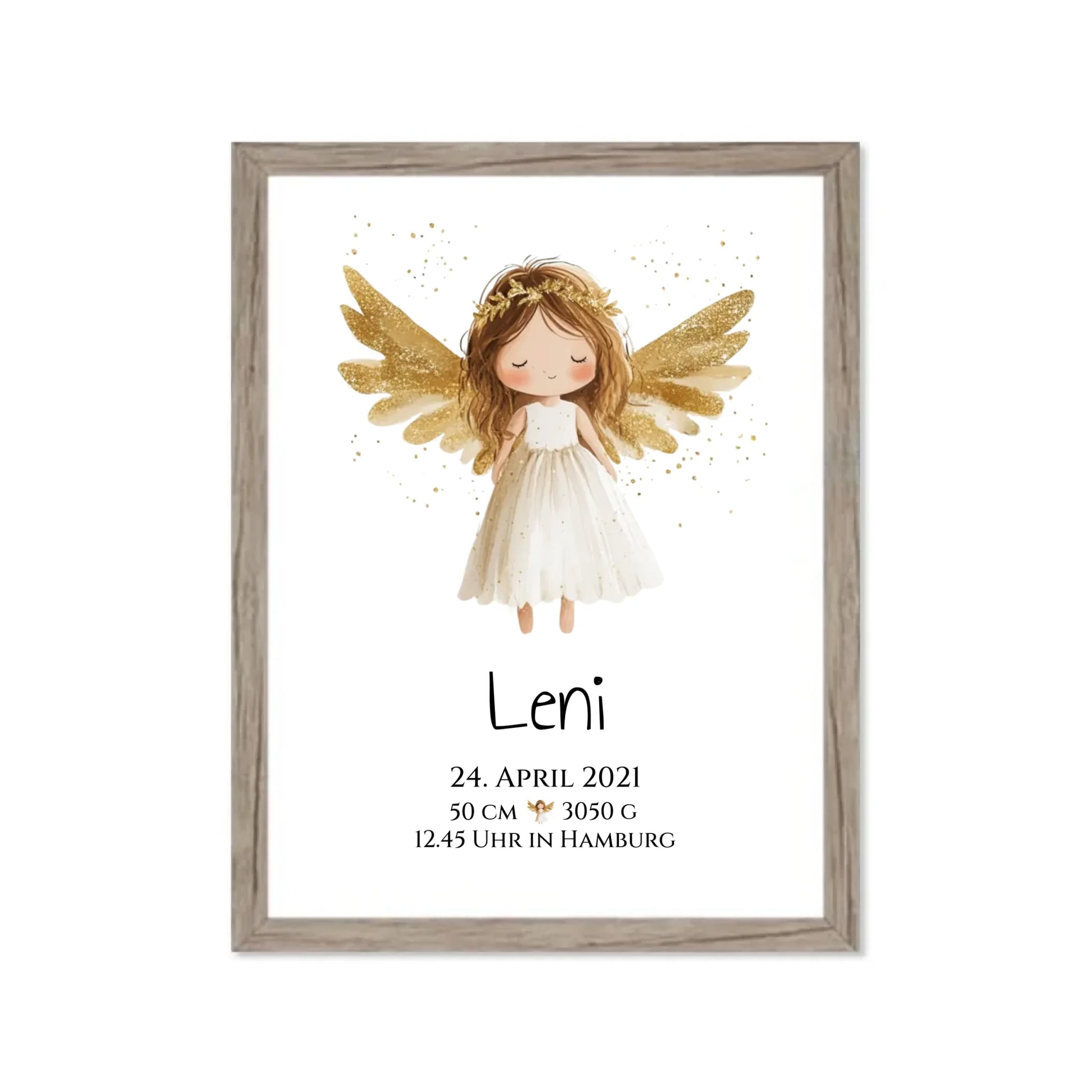 Personalisiertes Babygeschenk zur Geburt & Taufe mit Schutzengel, Geburtdaten oder Taufdaten - Geschenkidee