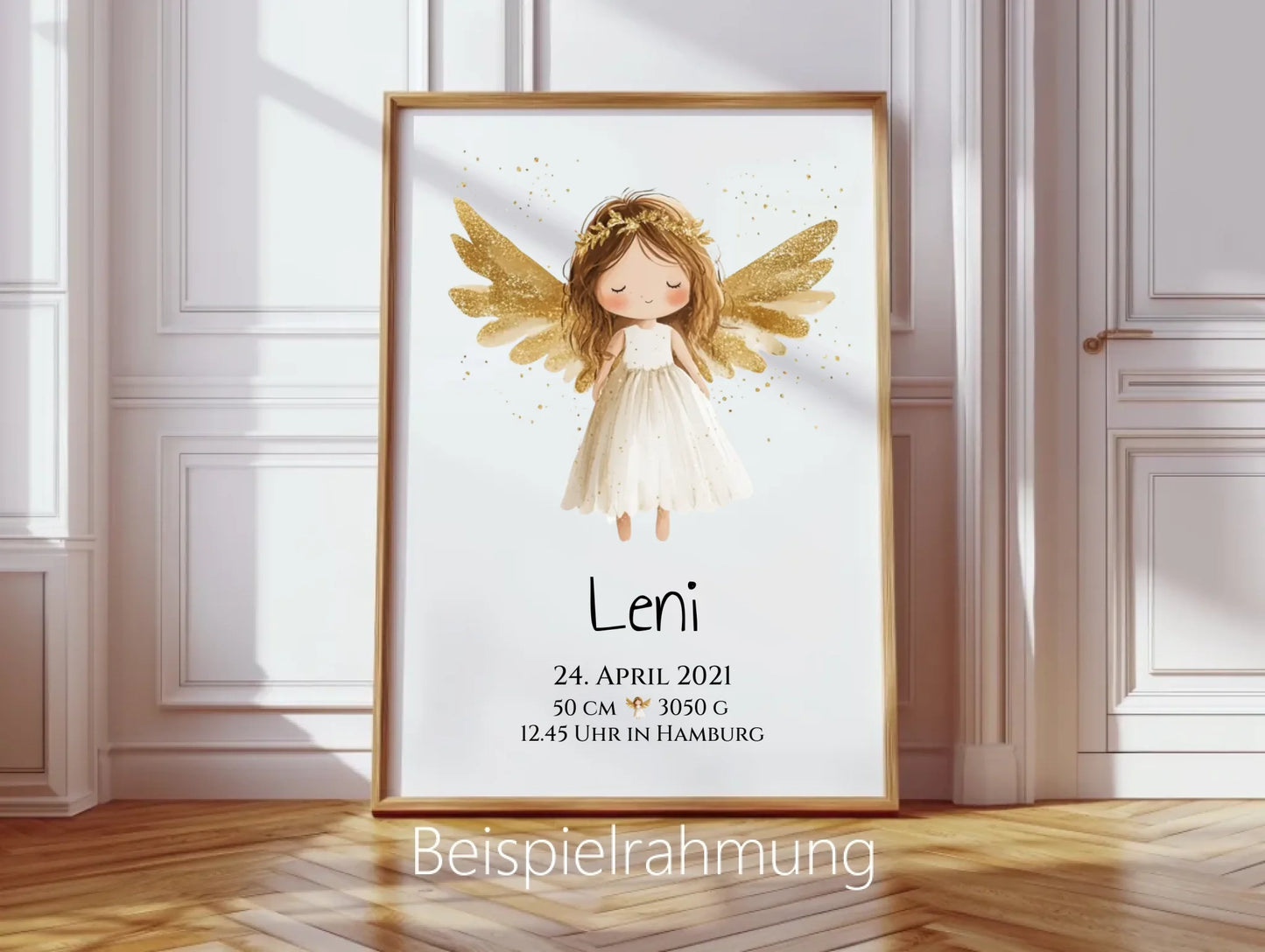 Personalisiertes Babygeschenk zur Geburt & Taufe mit Schutzengel, Geburtdaten oder Taufdaten - Geschenkidee