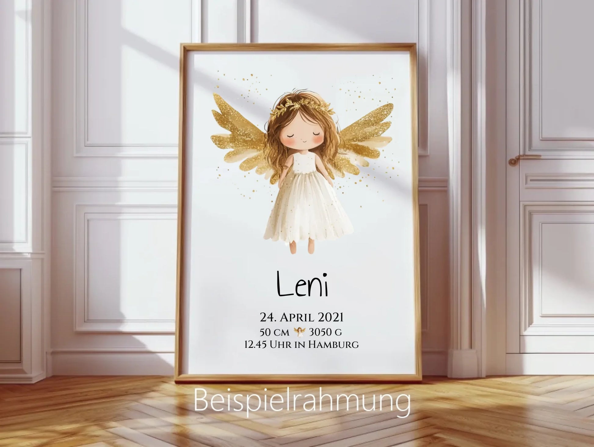 Personalisiertes Babygeschenk zur Geburt & Taufe mit Schutzengel, Geburtdaten oder Taufdaten - Geschenkidee