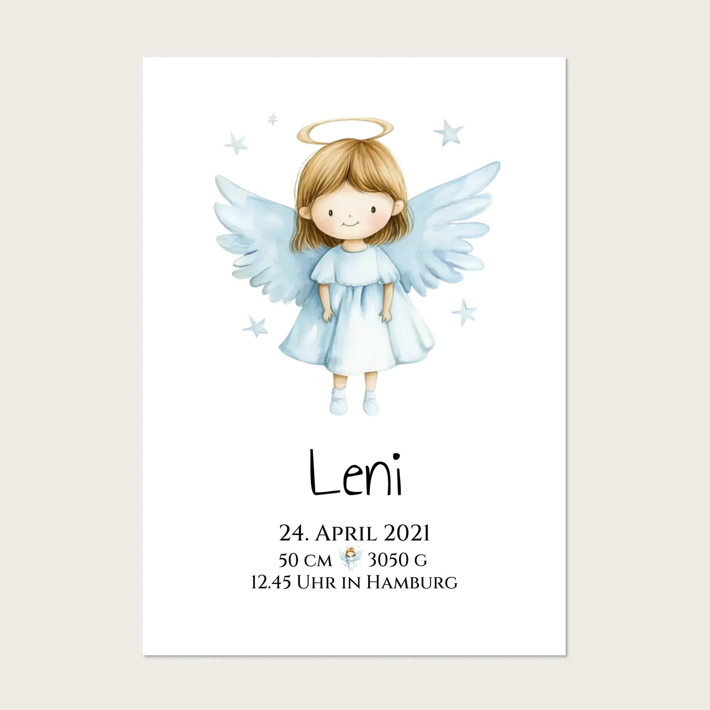 Personalisiertes Babygeschenk zur Geburt & Taufe mit Schutzengel, Geburtdaten oder Taufdaten - Geschenkidee Taufgeschenk Posters Poster