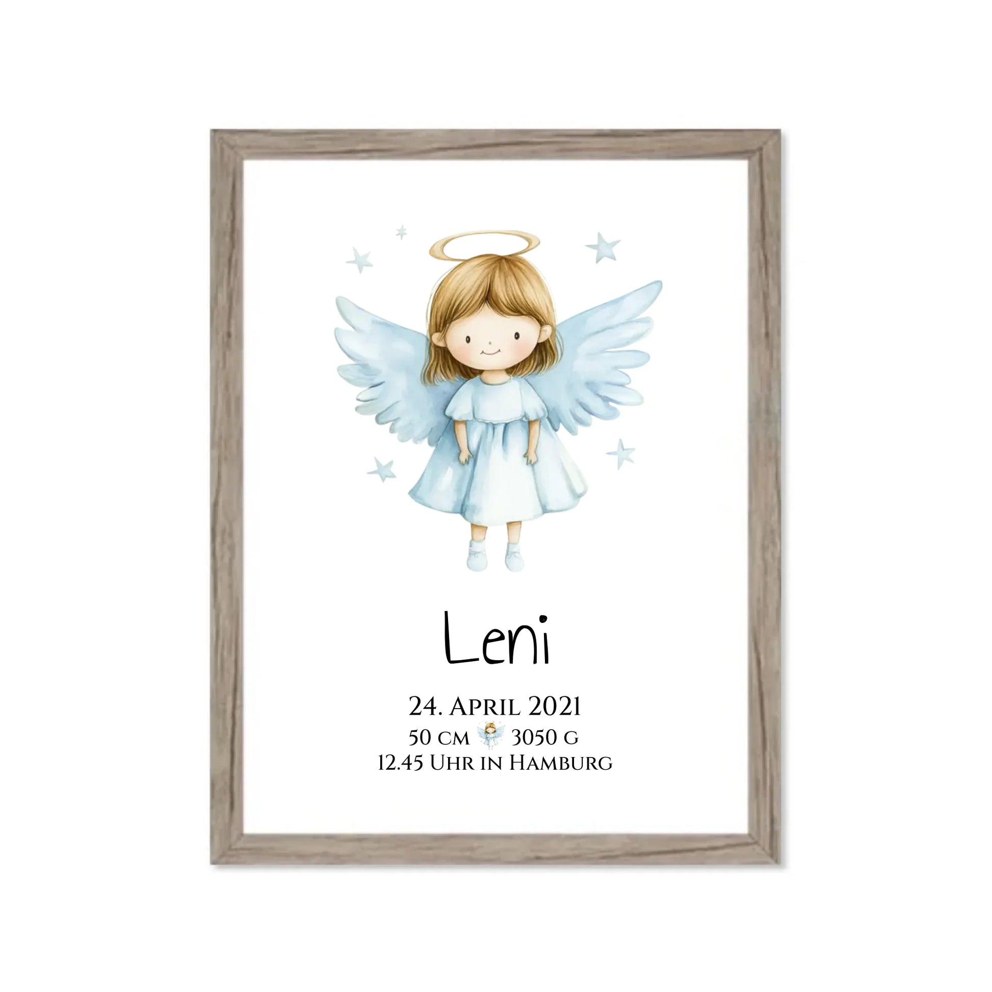 Personalisiertes Babygeschenk zur Geburt & Taufe mit Schutzengel, Geburtdaten oder Taufdaten - Geschenkidee Taufgeschenk