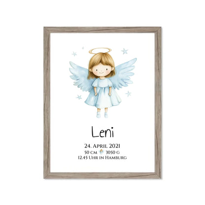 Personalisiertes Babygeschenk zur Geburt & Taufe mit Schutzengel, Geburtdaten oder Taufdaten - Geschenkidee Taufgeschenk