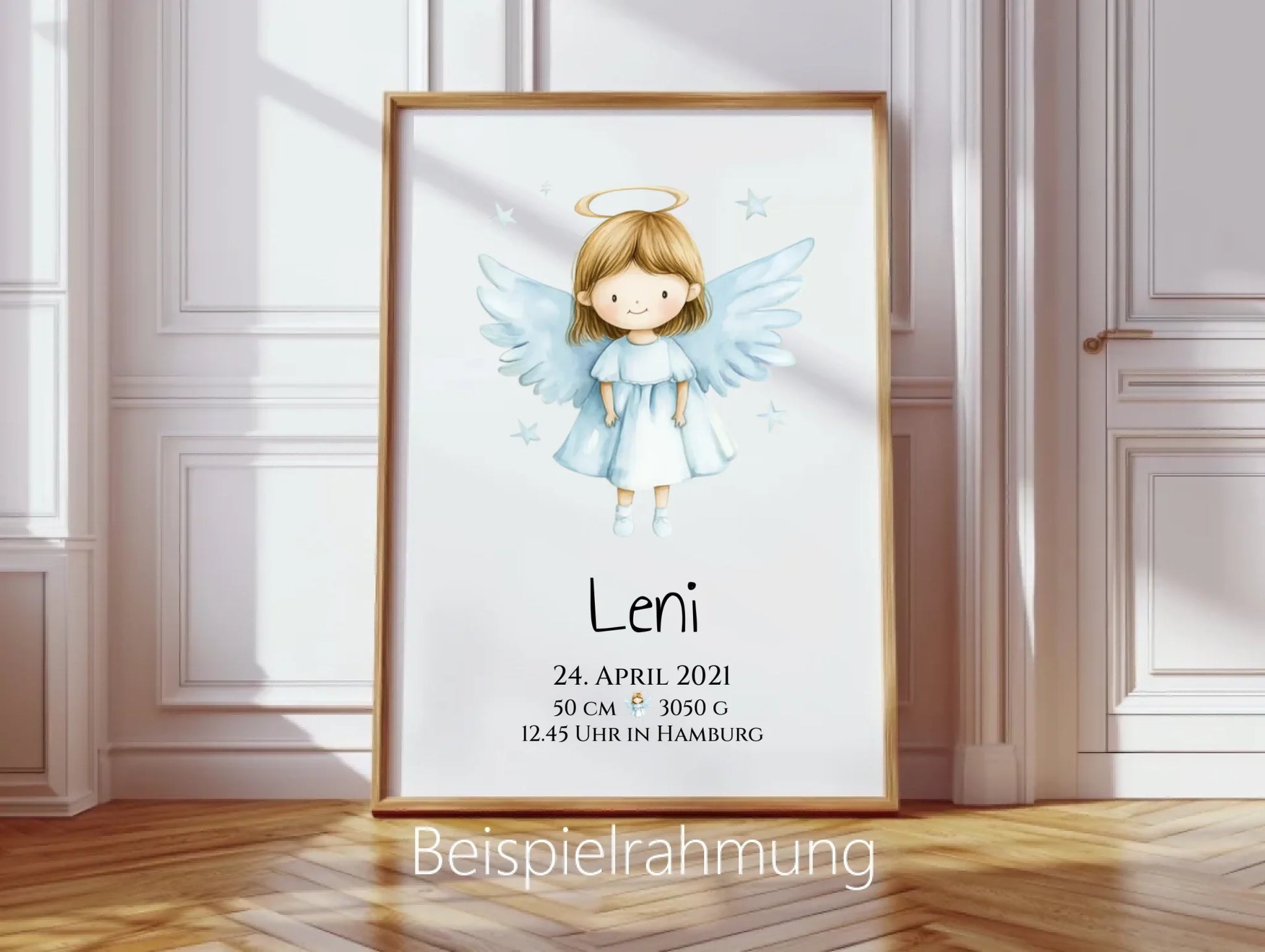 Personalisiertes Babygeschenk zur Geburt & Taufe mit Schutzengel, Geburtdaten oder Taufdaten - Geschenkidee Taufgeschenk