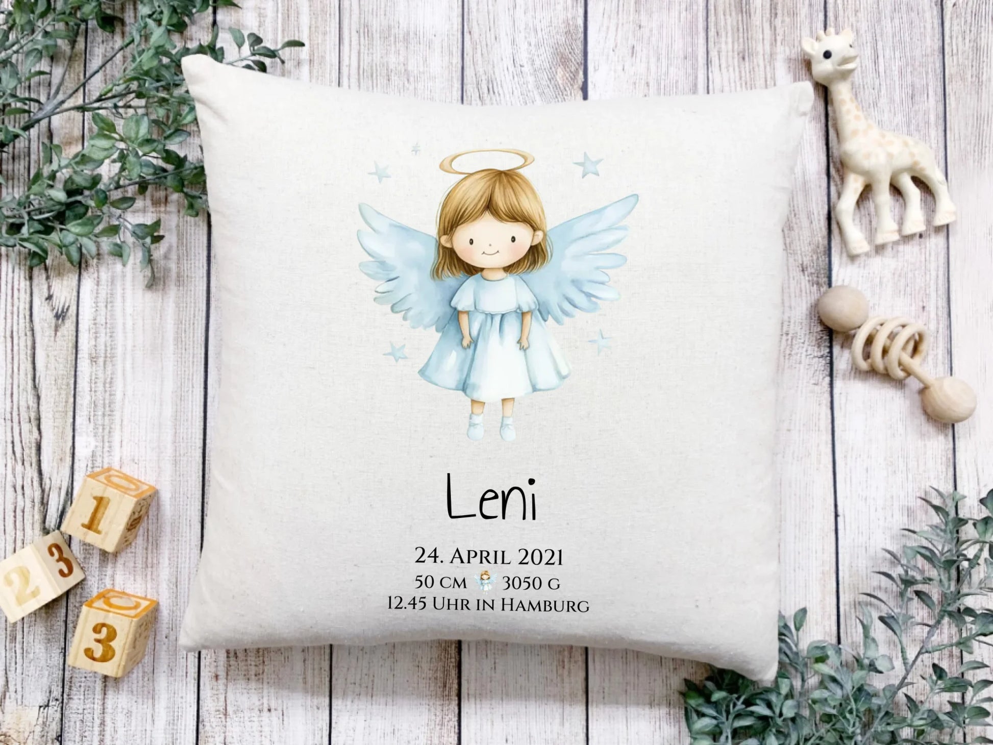 Personalisiertes Babygeschenk zur Geburt & Taufe mit Schutzengel, Geburtdaten oder Taufdaten - Geschenkidee Taufgeschenk