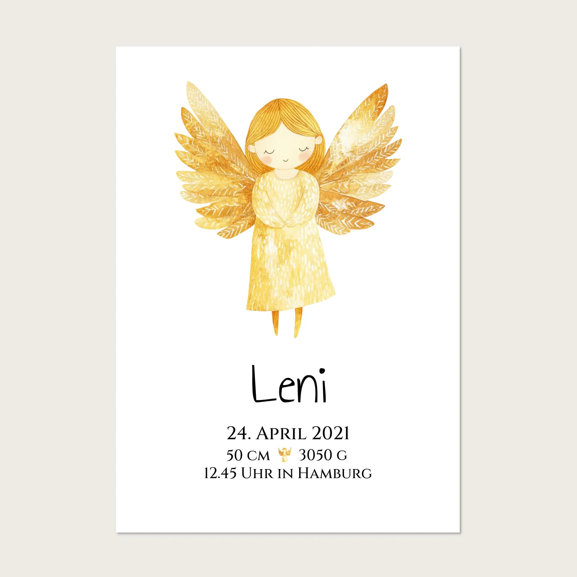 Personalisiertes Babygeschenk zur Geburt & Taufe mit Schutzengel, Geburtdaten oder Taufdaten - Taufgeschenk Geschenkidee Posters Poster