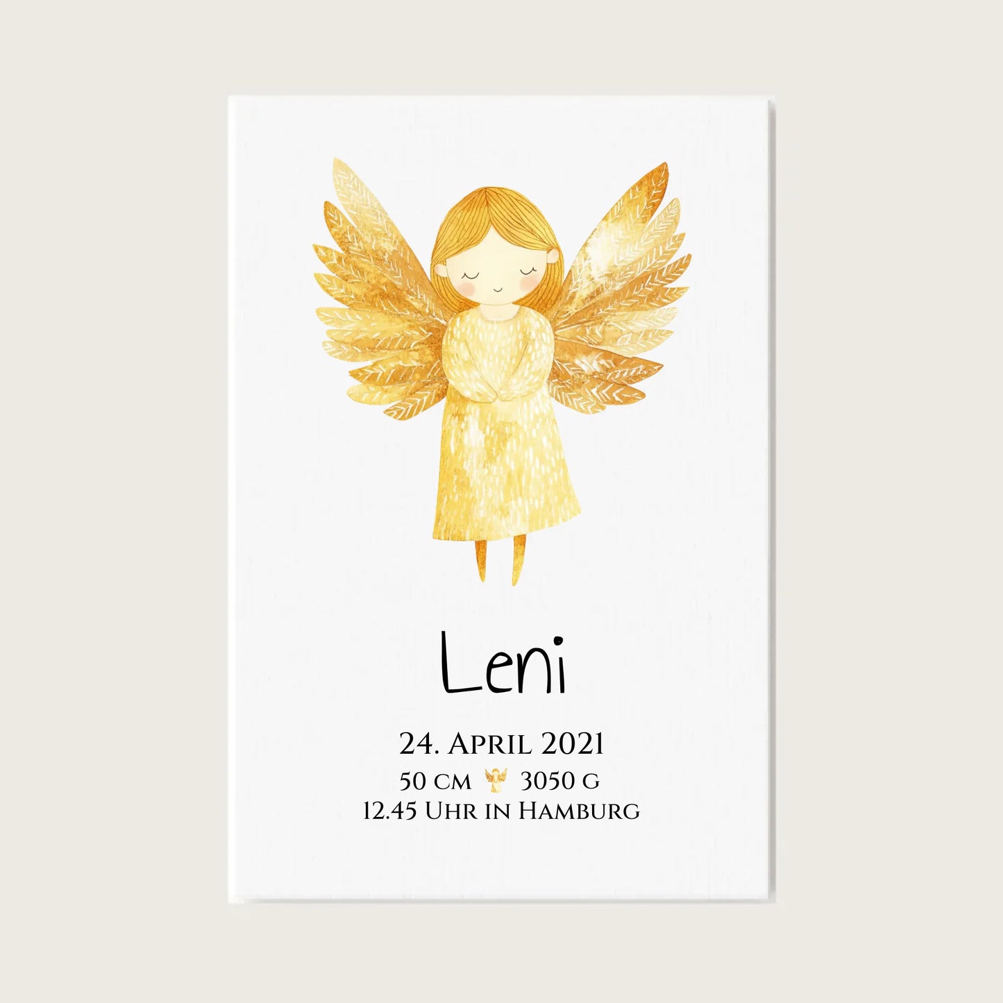 Personalisiertes Babygeschenk zur Geburt & Taufe mit Schutzengel, Geburtdaten oder Taufdaten - Taufgeschenk Geschenkidee Leinwanddruck Leinwandbild