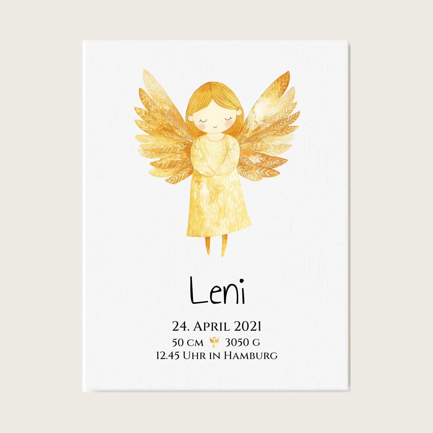 Personalisiertes Babygeschenk zur Geburt & Taufe mit Schutzengel, Geburtdaten oder Taufdaten - Taufgeschenk Geschenkidee Leinwanddruck Leinwandbild