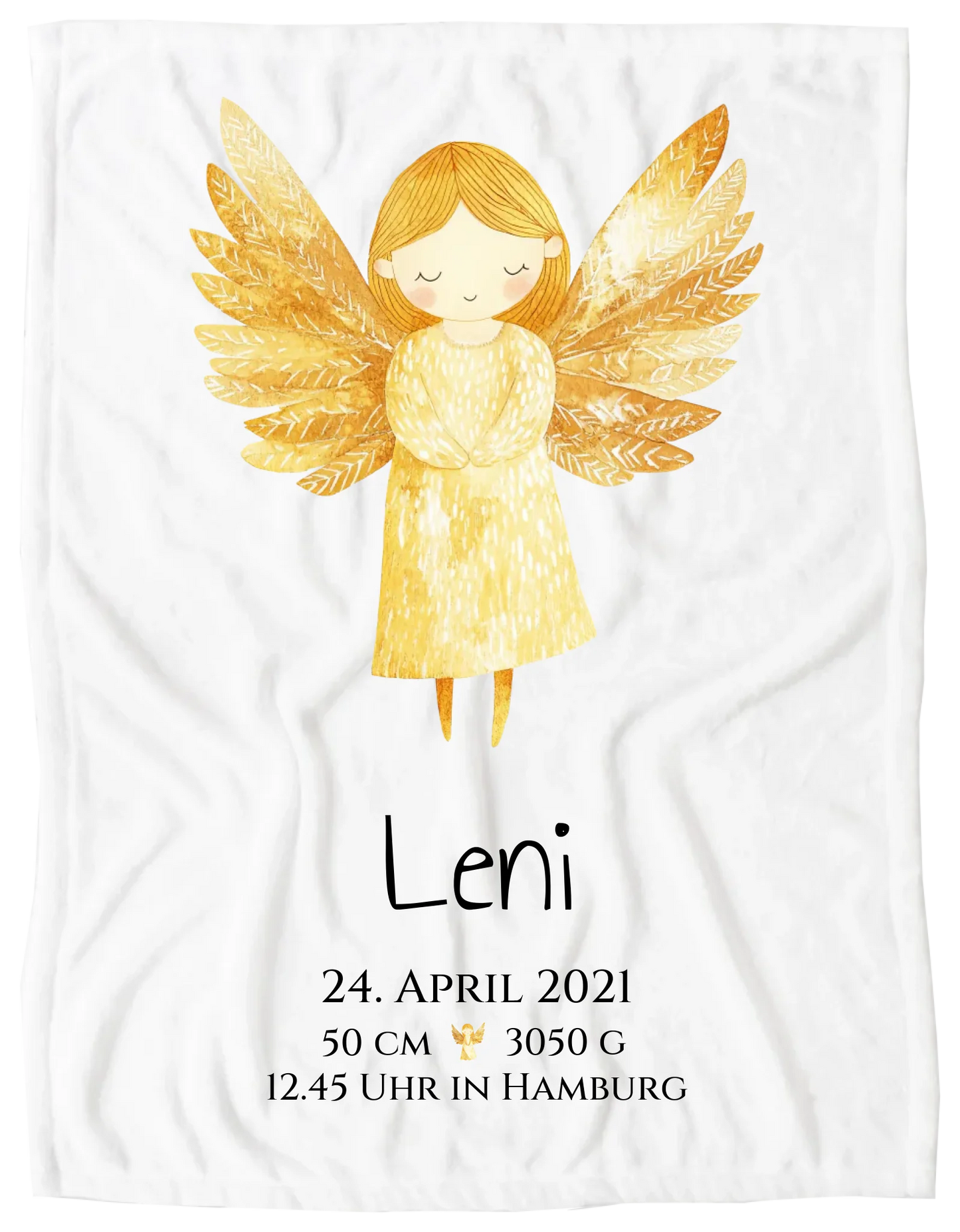 Personalisiertes Babygeschenk zur Geburt & Taufe mit Schutzengel, Geburtdaten oder Taufdaten - Taufgeschenk Geschenkidee Blanket Premium Kuscheldecke 100 x 70 cm 27" x 40"