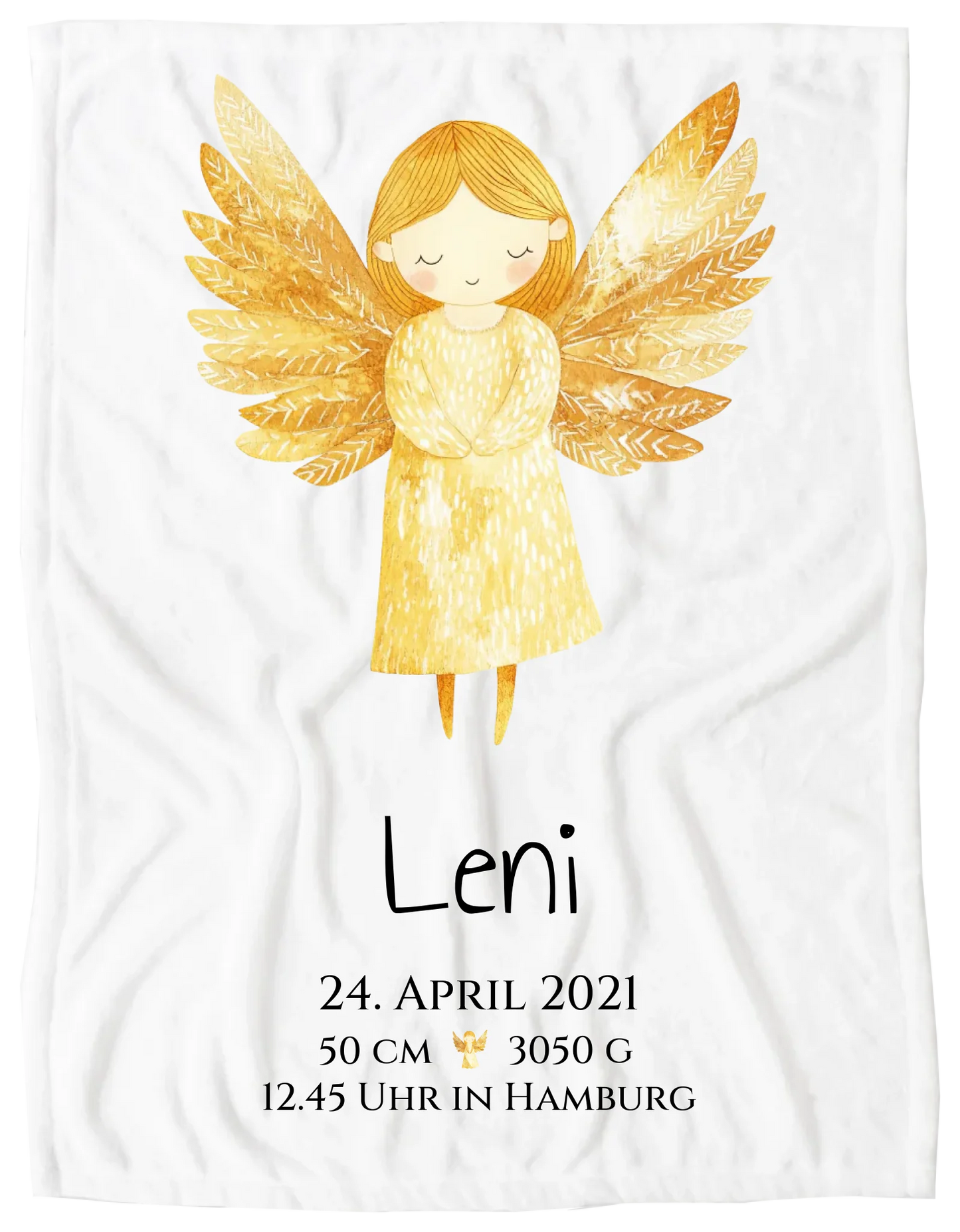 Personalisiertes Babygeschenk zur Geburt & Taufe mit Schutzengel, Geburtdaten oder Taufdaten - Taufgeschenk Geschenkidee Blanket Premium Kuscheldecke 150 x 100 cm 40" x 60"