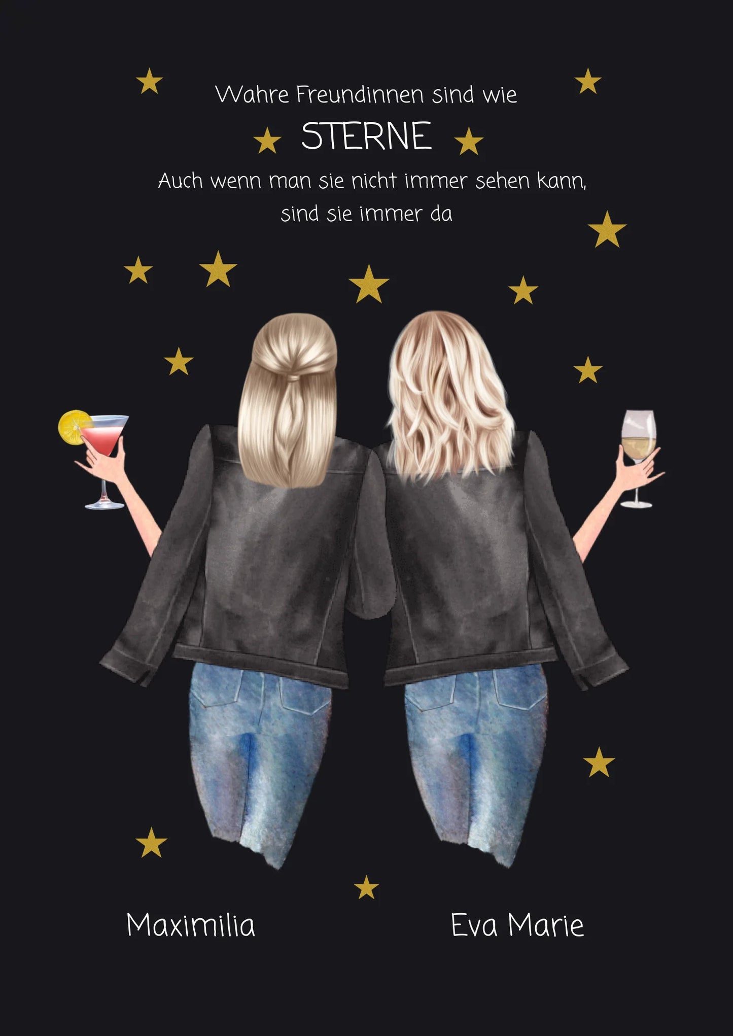 Wahre Freundinnen - 2 Beste Freundinnen personalisiertes Poster Geschenk - Freundinnen Bild - Weihnachtsgeschenk Poster Poster