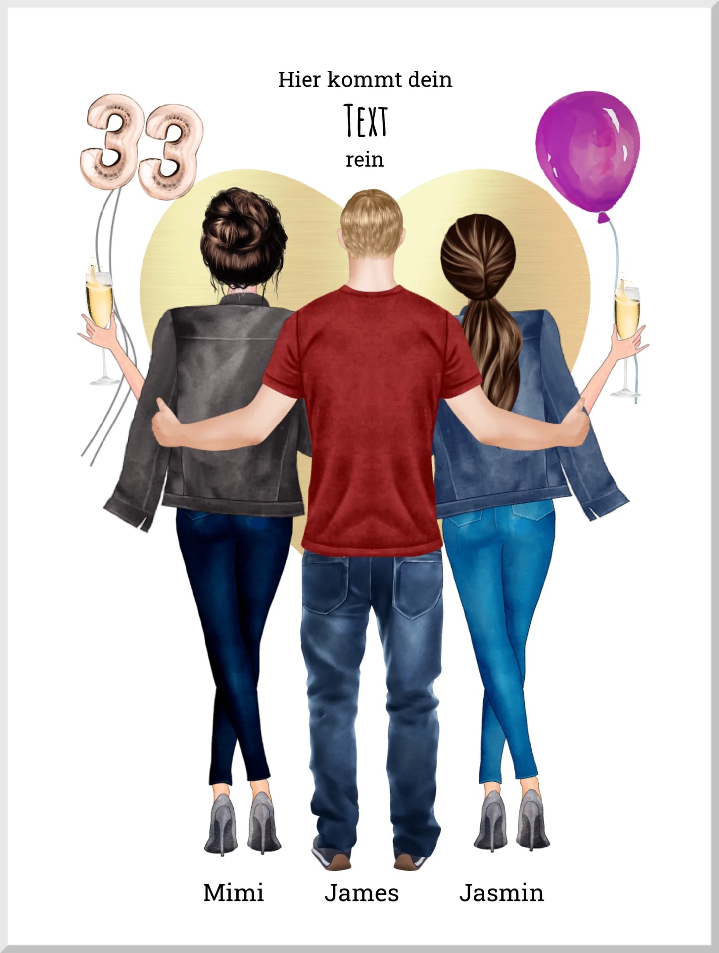 33 Geburtstag beste Freunde Geburtstagsgeschenk personalisiert Leinwanddruck Leinwandbild