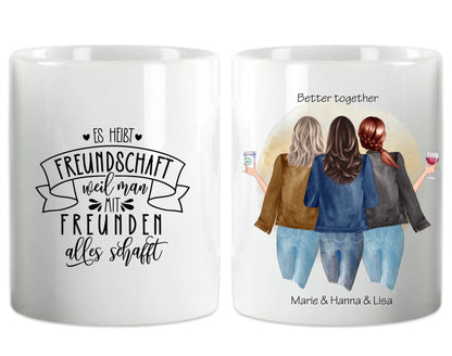 3 beste Freundinnen Tasse personalisiert – Geschenkidee mit Namen & Spruch