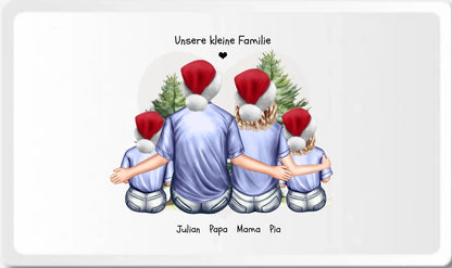 Frühstückbrettchen Weihnachtsgeschenk Familie mit 2 Kindern personalisiert, Geburtstagsgeschenk Frühstückbrettchen Versand nur innerhalb Deutschland Brettchen Versand nur innerhalb Deutschland 24,85 x 14,9 cm