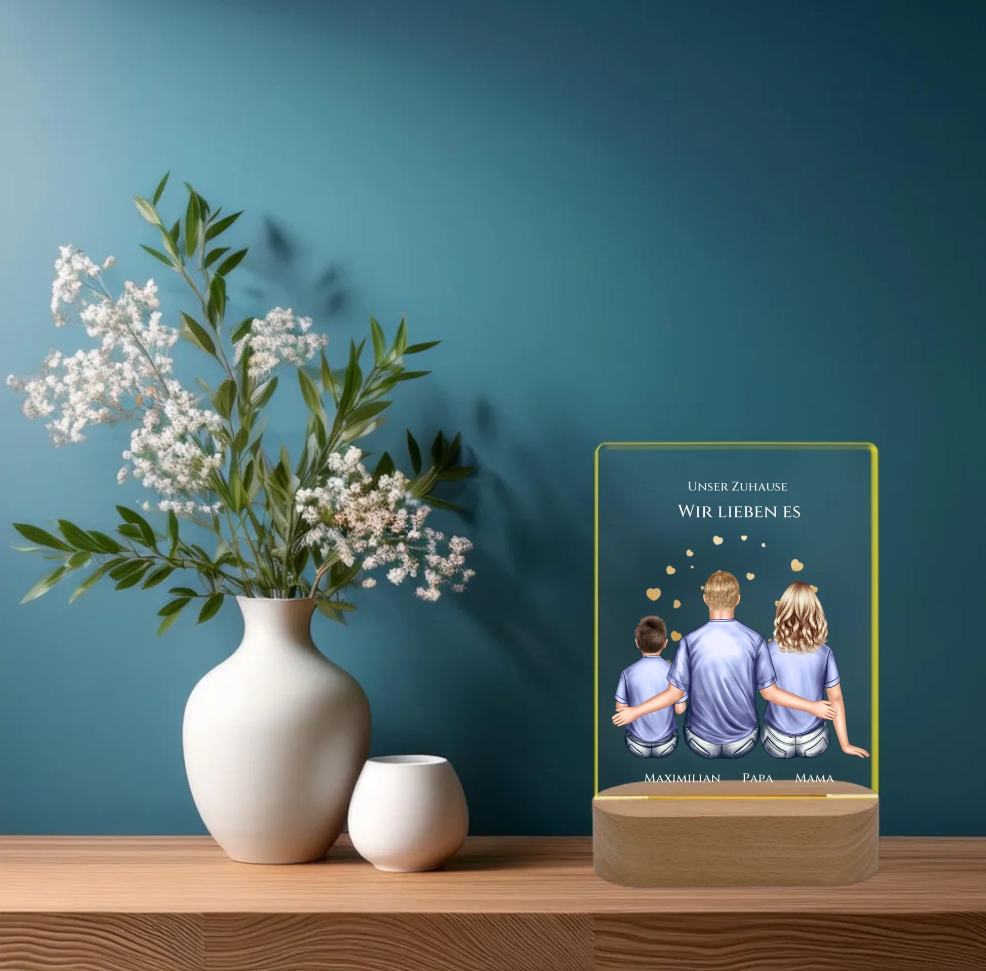 Personalisiertes Acryl Nachtlicht Geschenk ''Familie" | Deko Geschenk für Zuhause