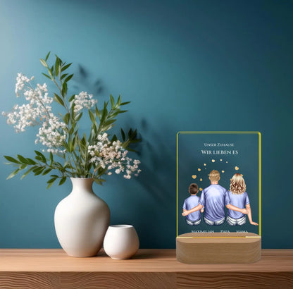 Personalisiertes Acryl Nachtlicht Geschenk ''Familie" | Deko Geschenk für Zuhause