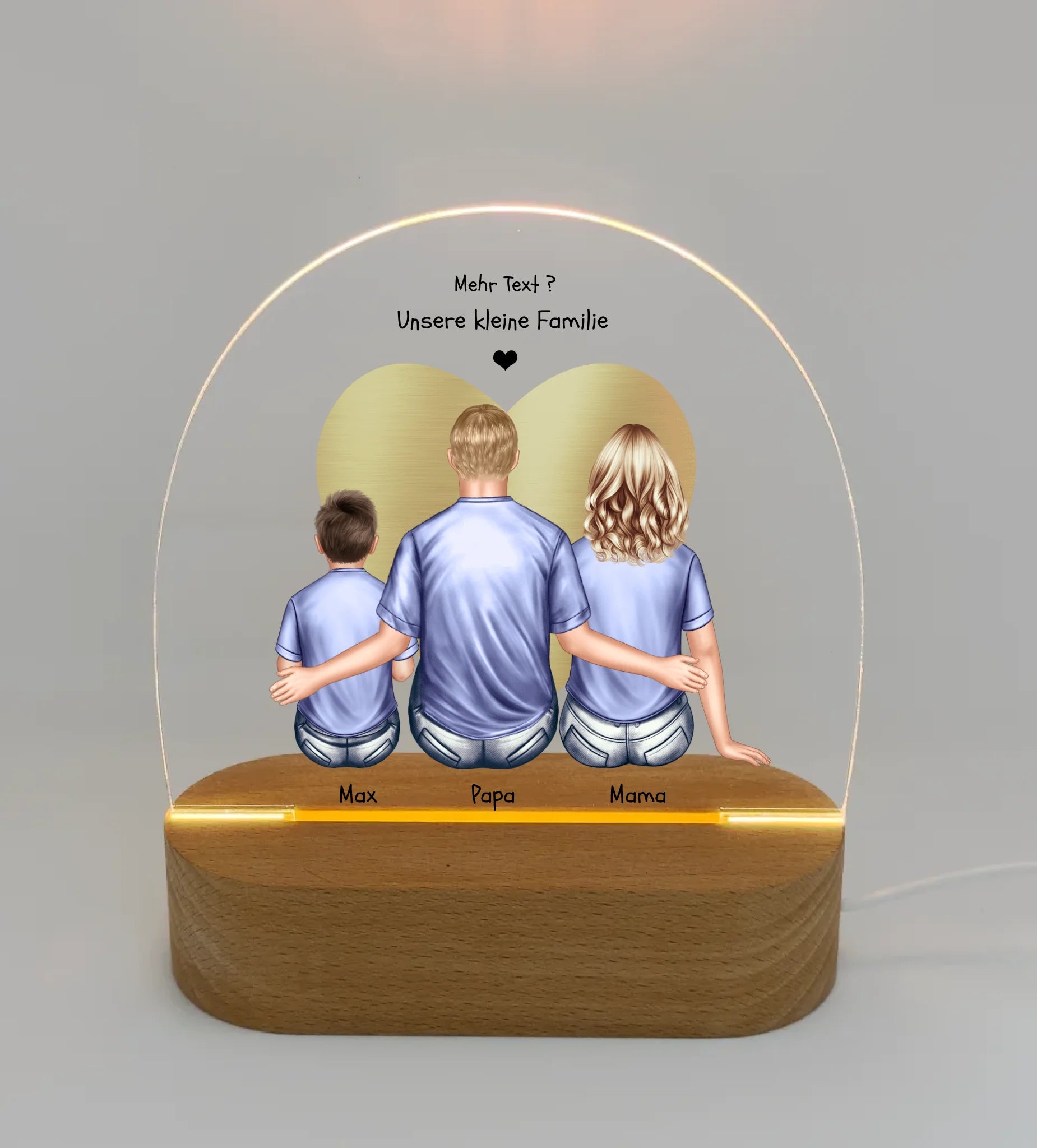 Personalisiertes Acryl LED-Licht | Nachtlicht ''Familie'' - Geschenk Dekolicht für Zuhause LED-Nachtlicht für Babys & Kinder Transparent